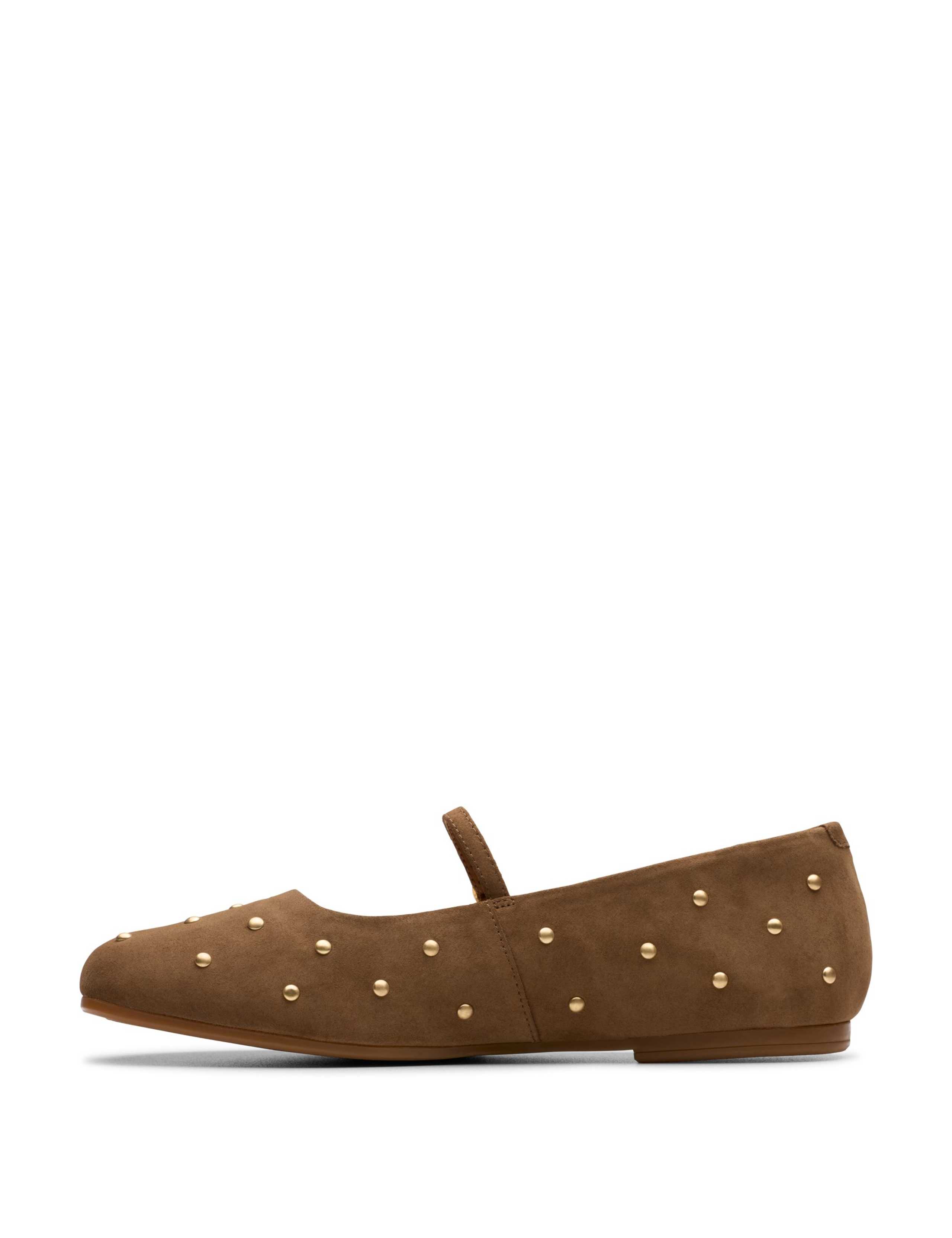 Suede Studded Flat Ballet Pumps 3 of 6