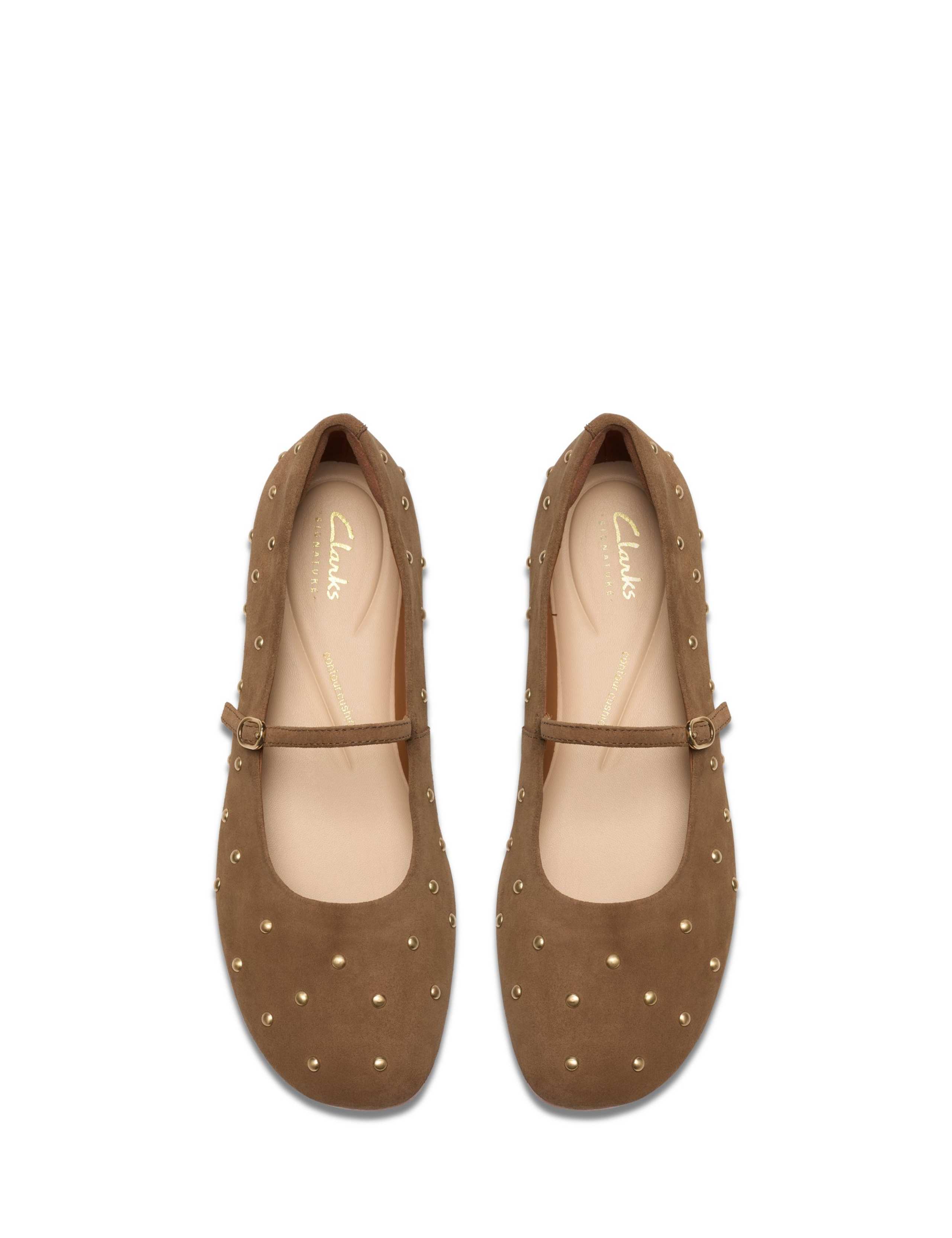 Suede Studded Flat Ballet Pumps 4 of 6
