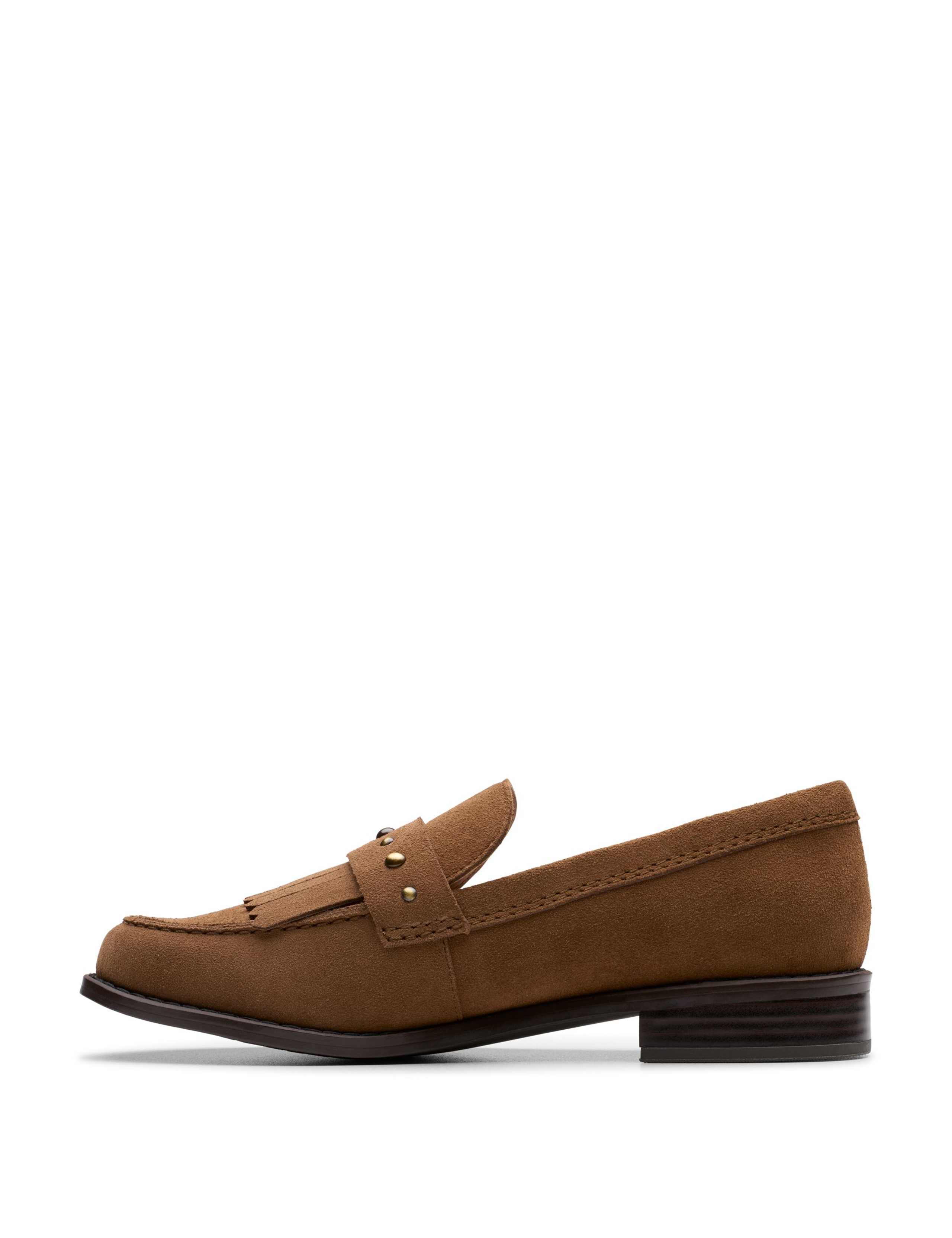 Suede Block Heel Loafers 3 of 6