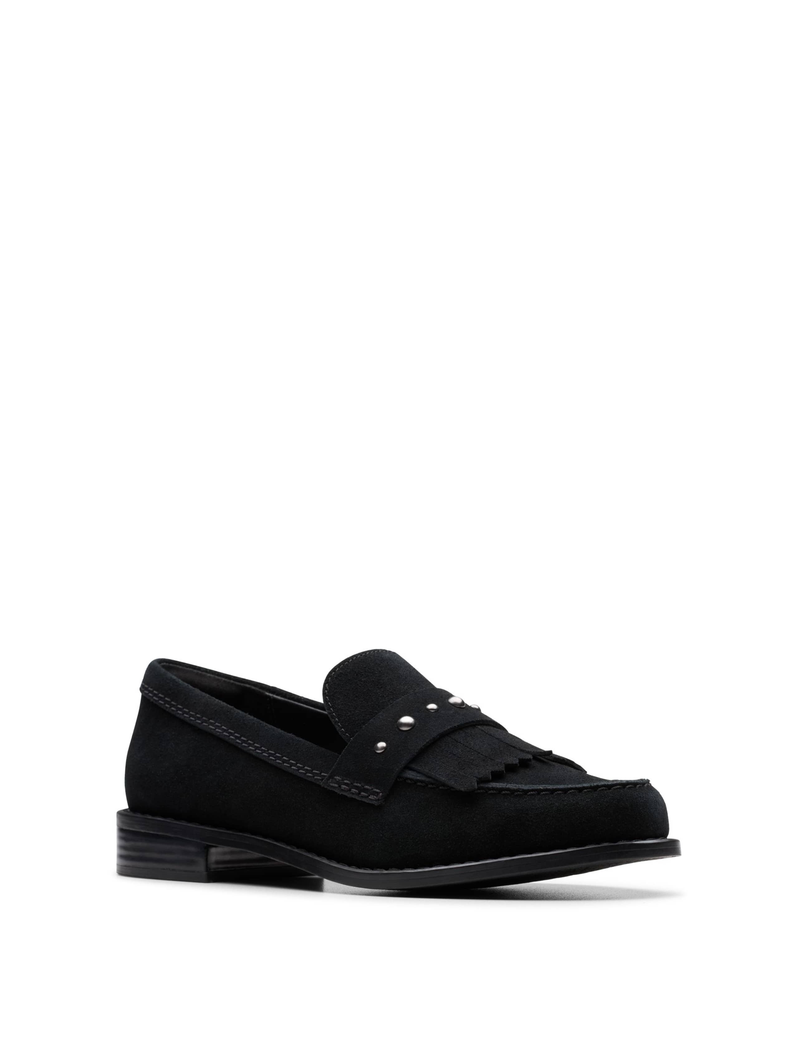 Suede Block Heel Loafers 2 of 6