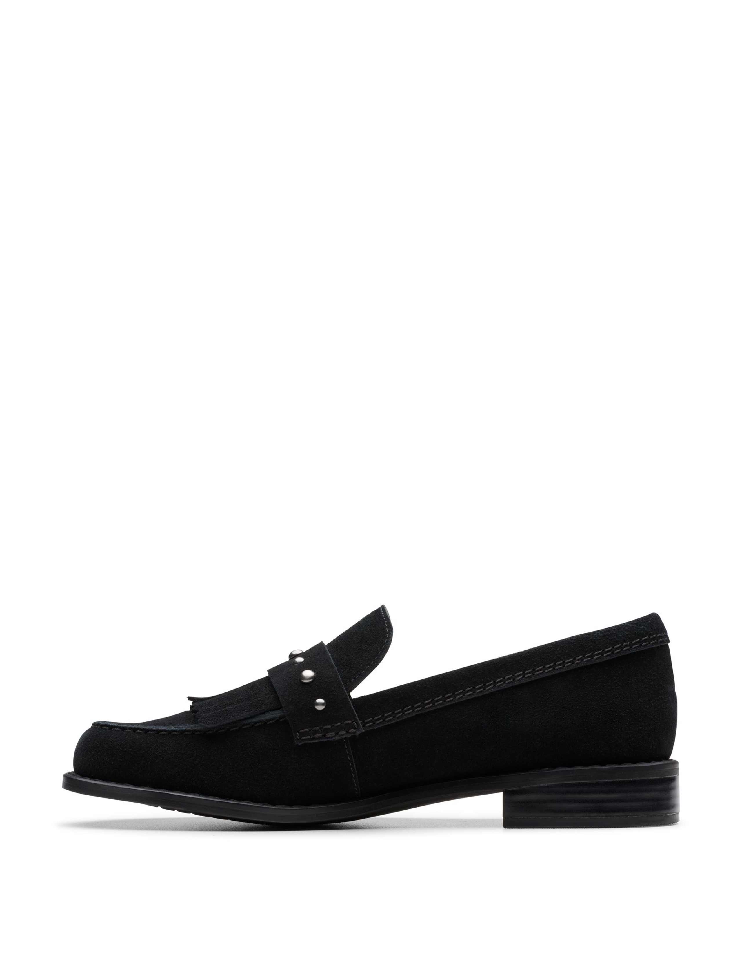 Suede Block Heel Loafers 3 of 6