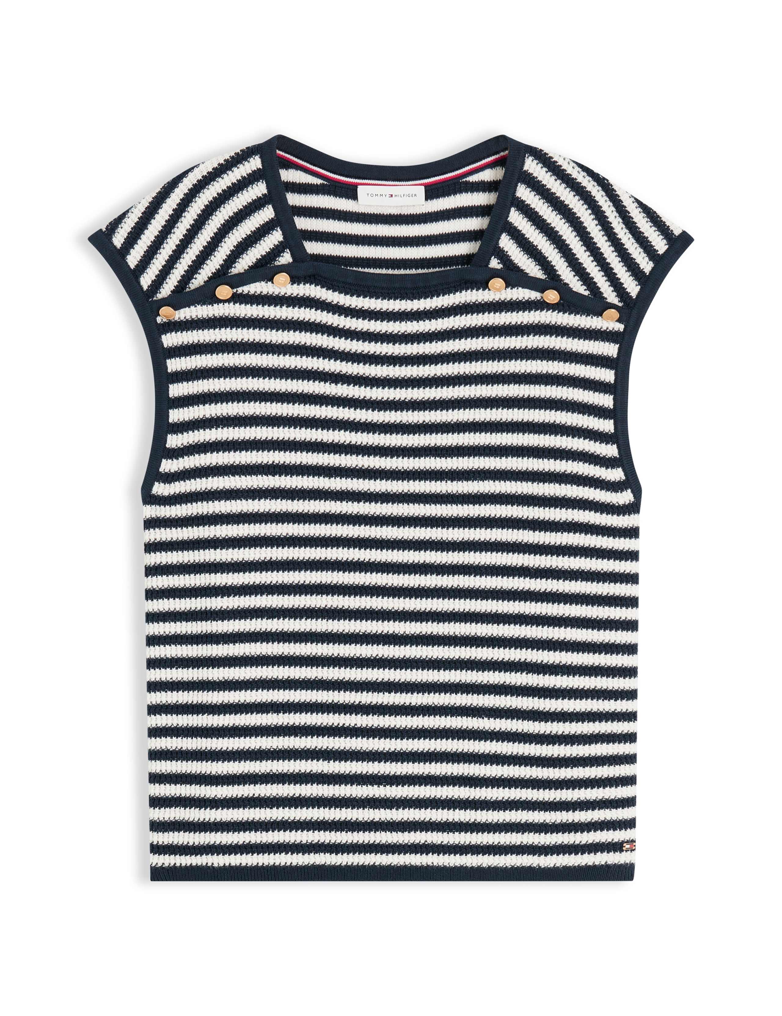 Pure Cotton Striped Square Neck Knitted Vest 1 of 1