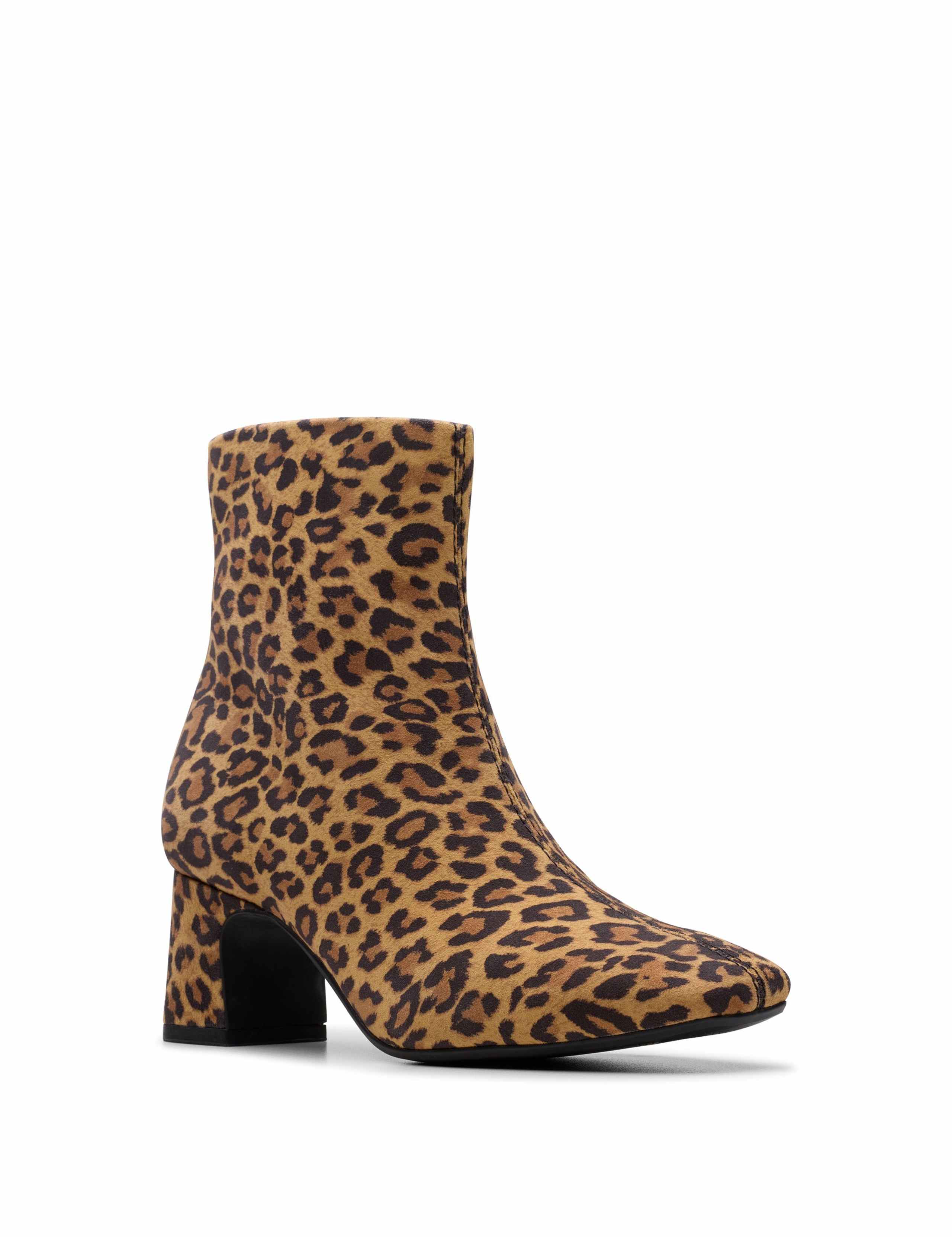 Suede Leopard Print Block Heel Ankle Boots 2 of 6