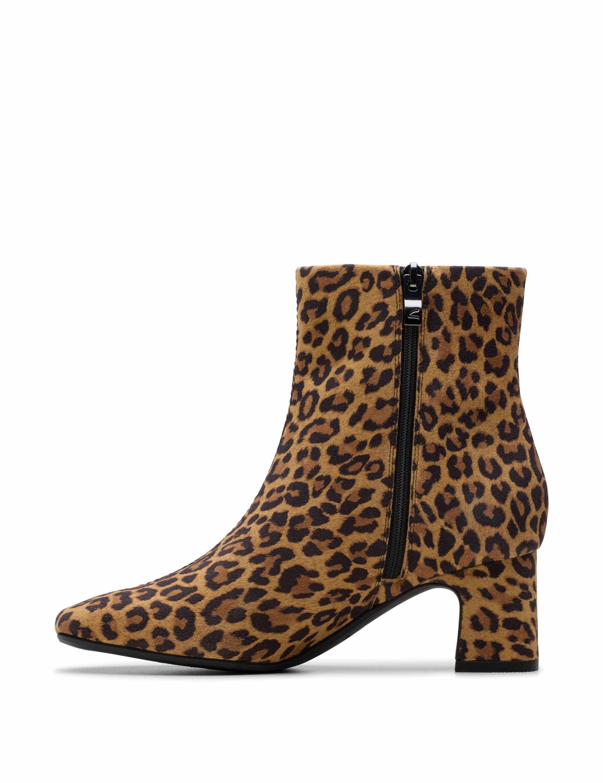 Suede Leopard Print Block Heel Ankle Boots 3 of 6