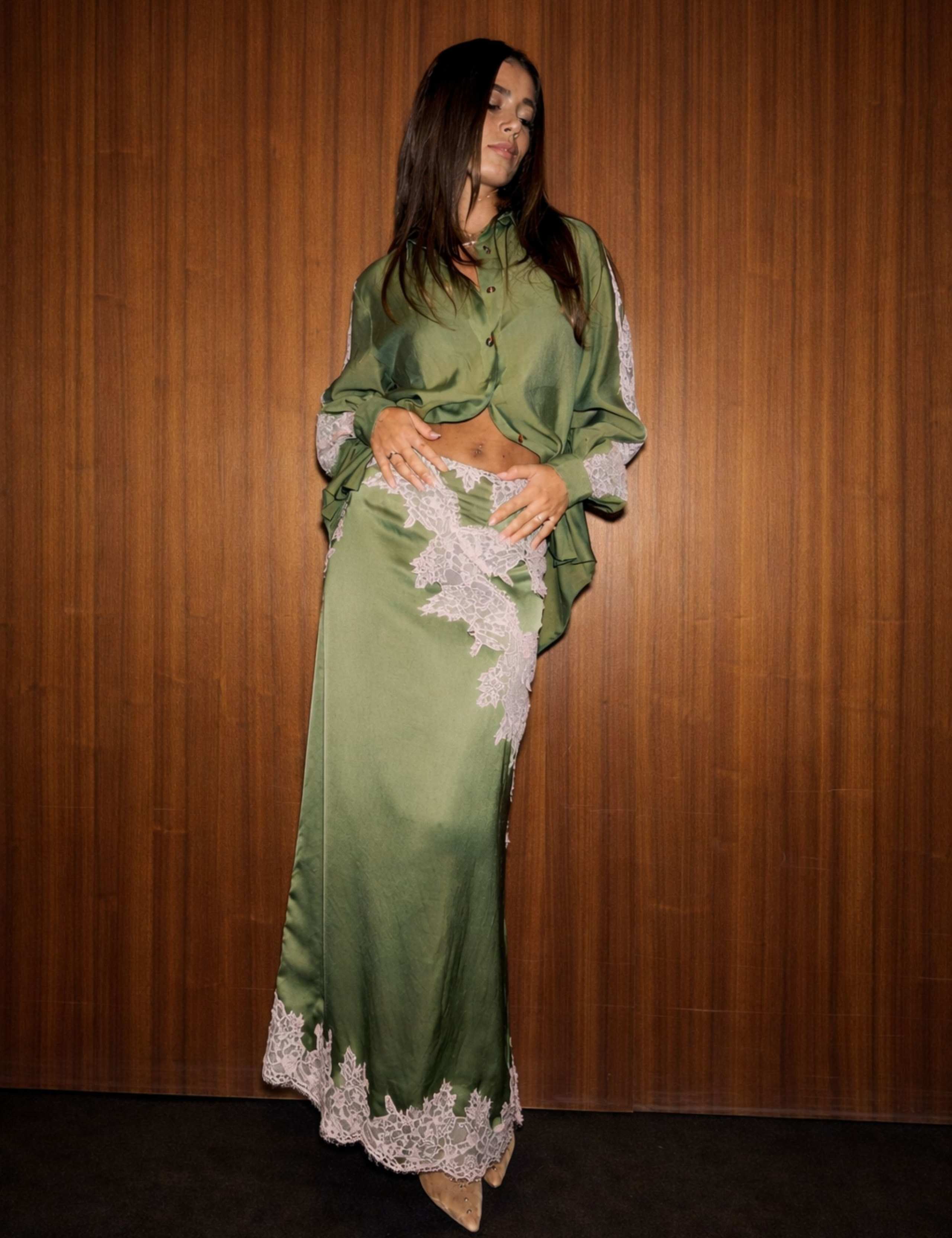 Lace Detail Maxi A-Line Skirt 3 of 4