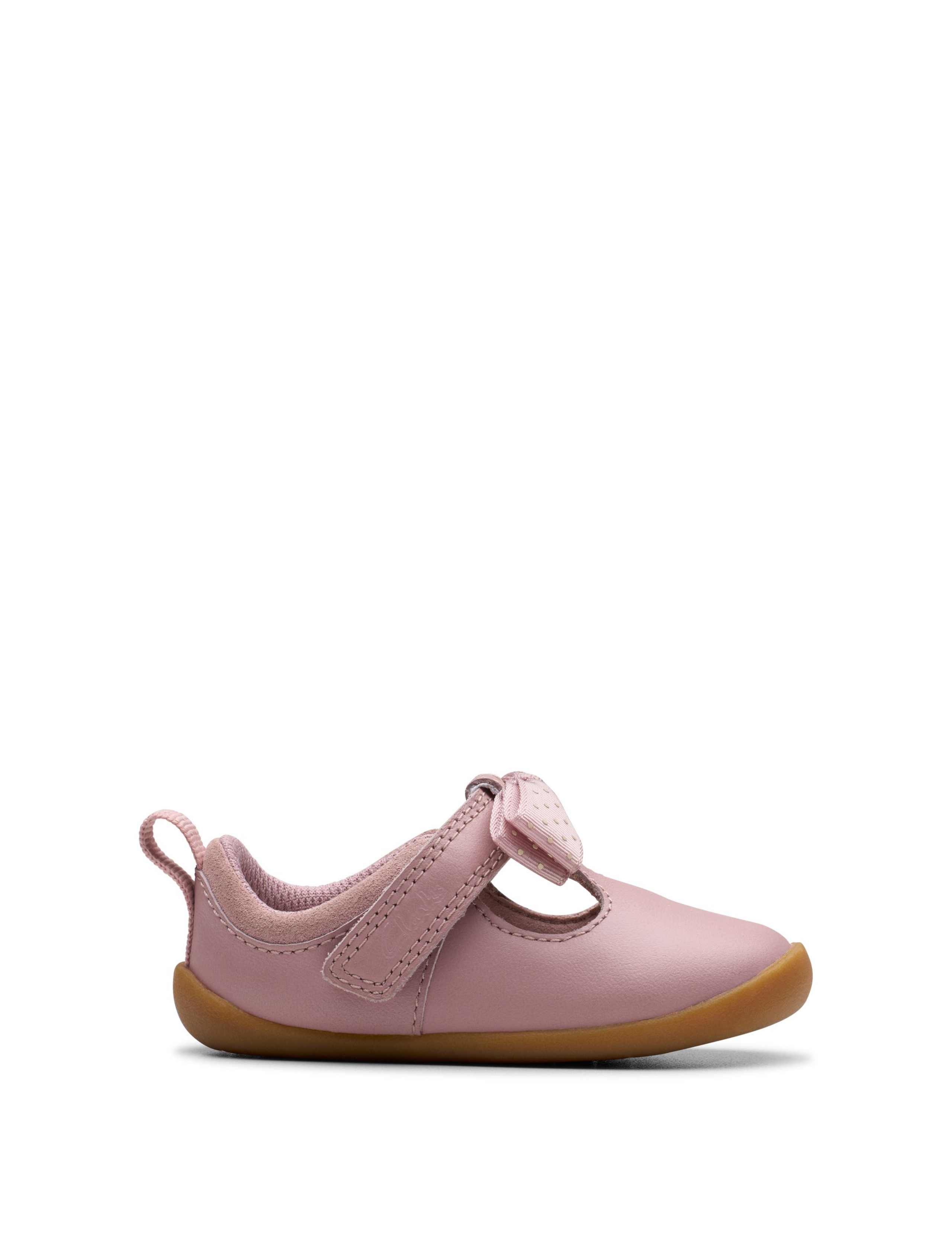 Kids' Leather Bow Riptape Shoes (3 Small - 5 Small) 1 of 6