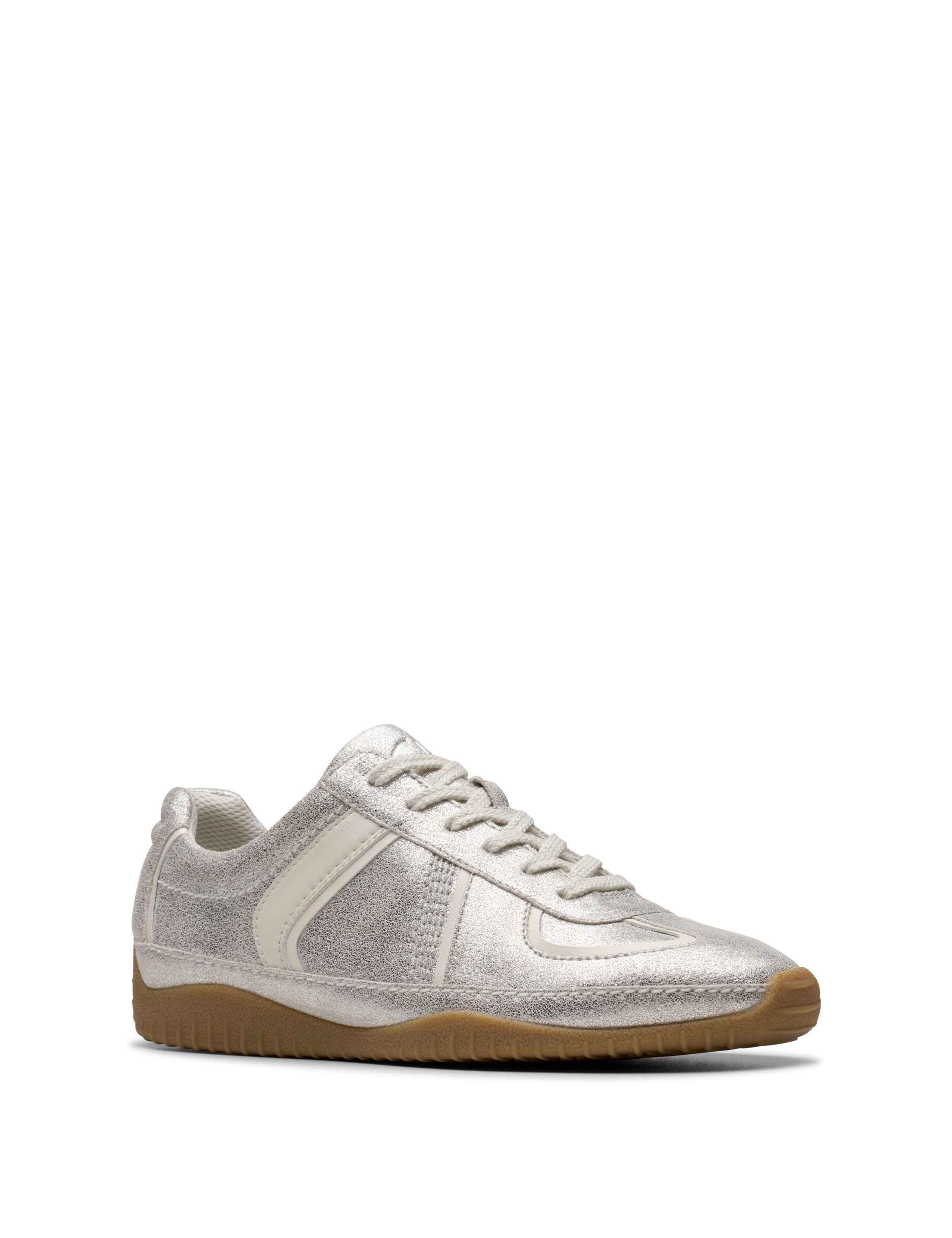Leather Lace Up Metallic Trainers 2 of 6