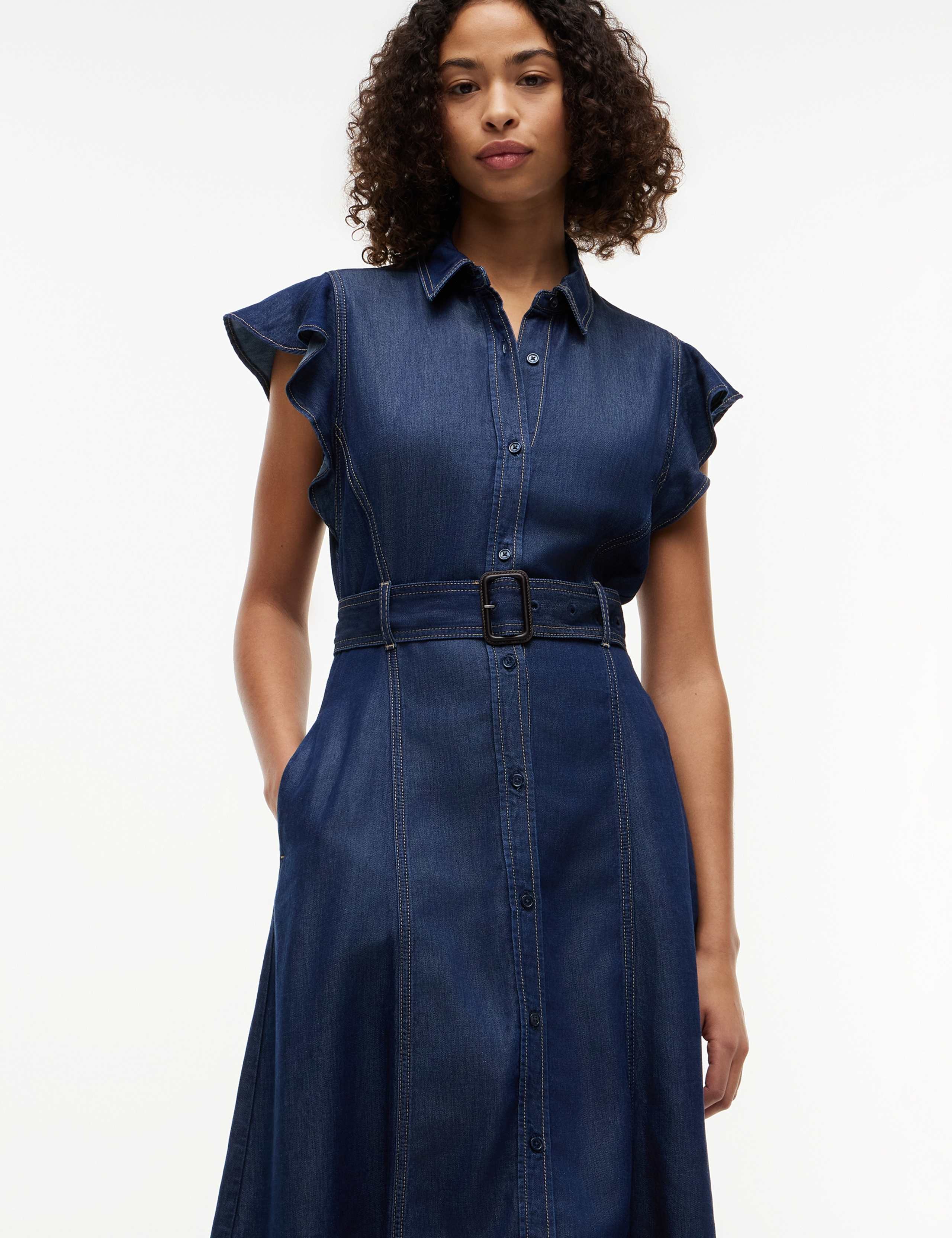 Pure Lyocell Belted Midi Shirt Dress 3 of 4