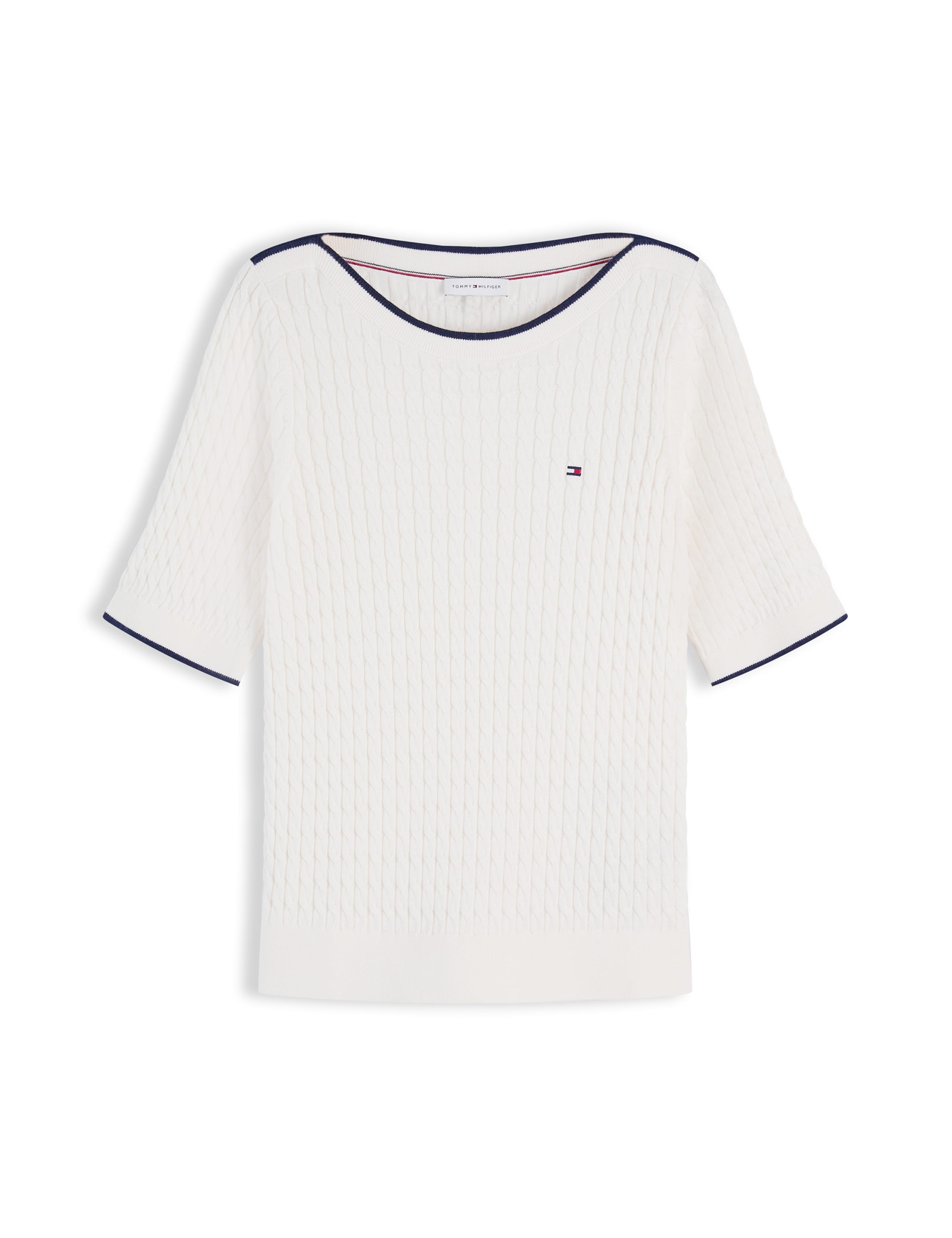 Pure Cotton Cable Knit Slash Neck Knitted Top 2 of 5