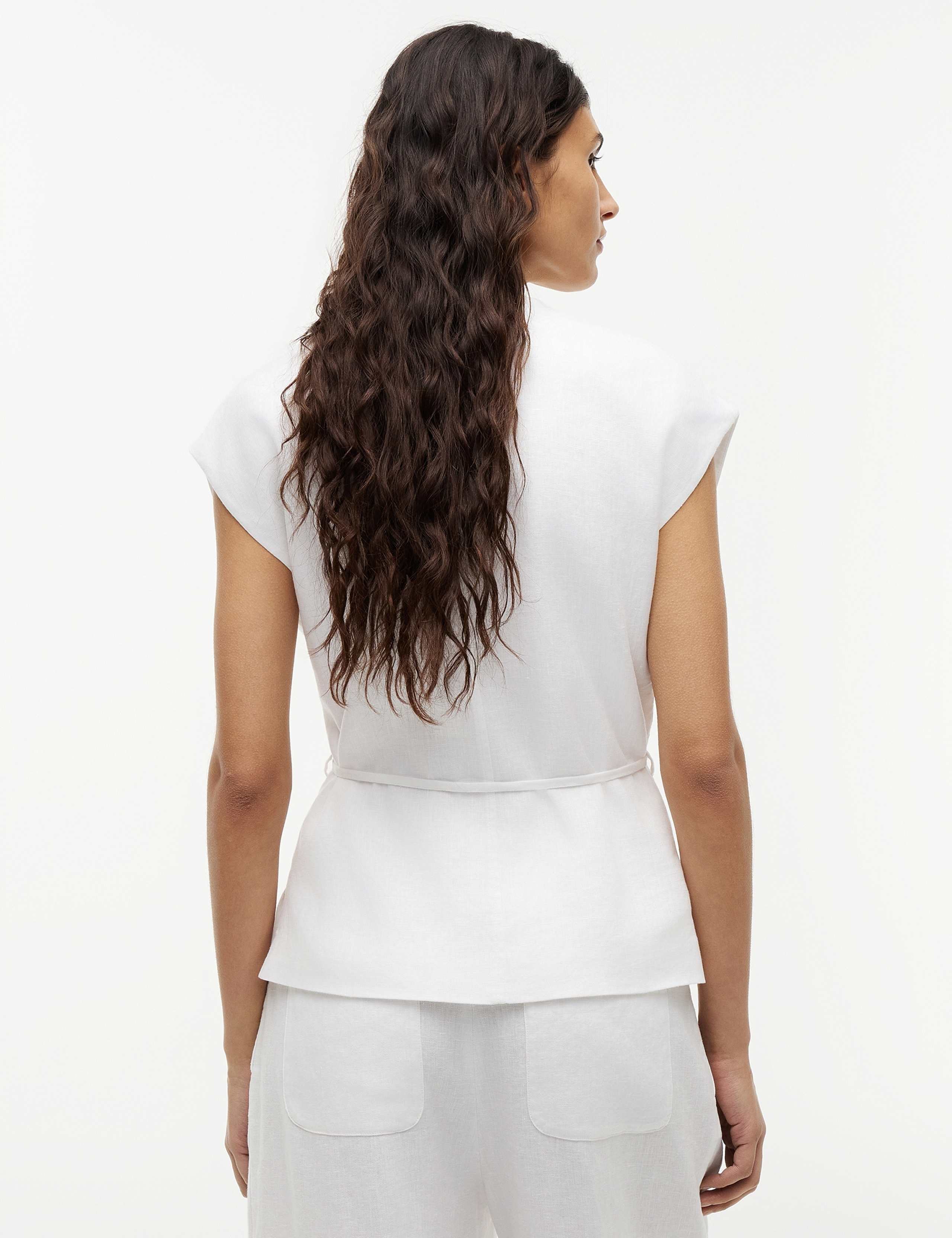 Linen Rich V-Neck Tie Detail Vest 5 of 5