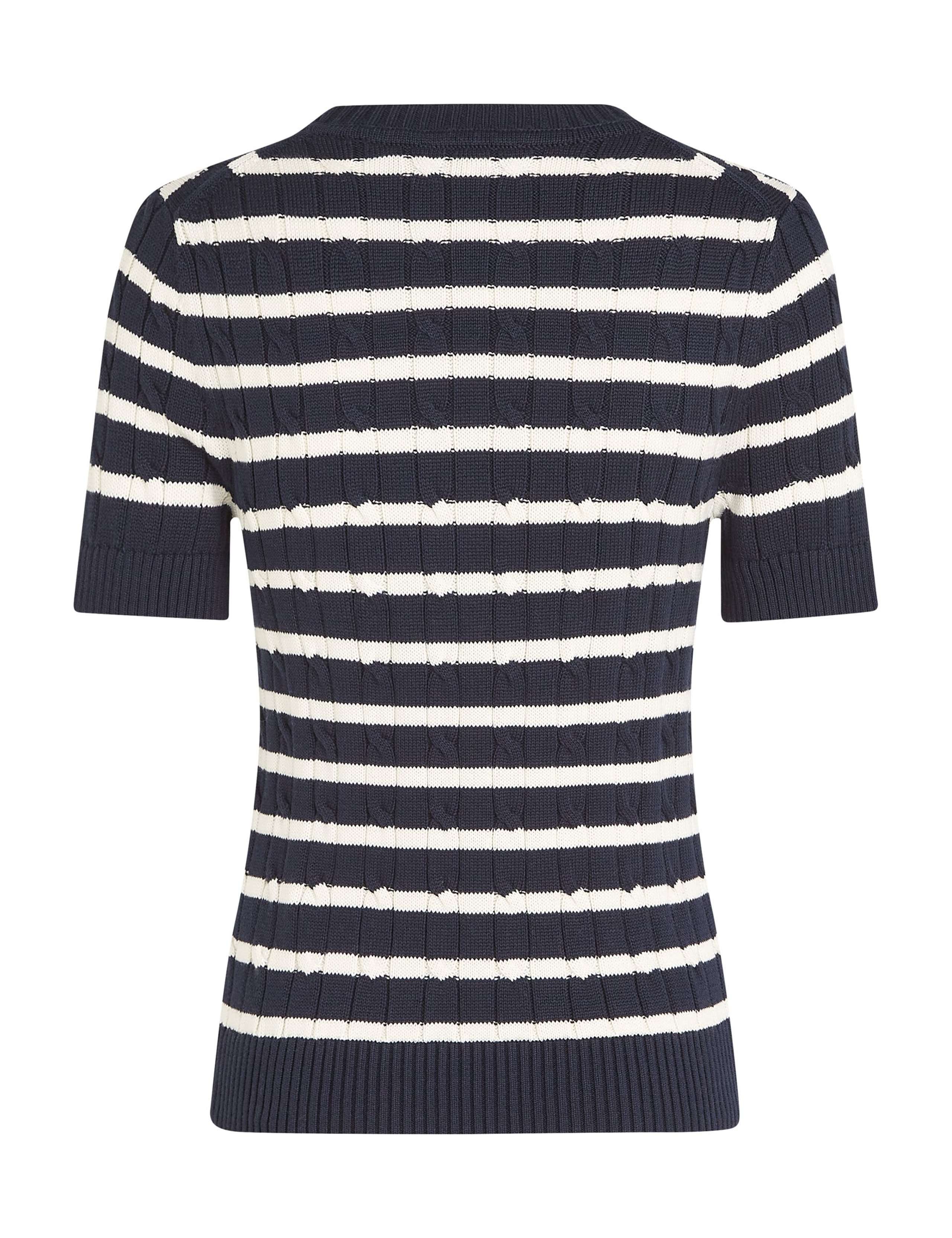 Pure Cotton Cable Knit Striped Knitted Top 5 of 6