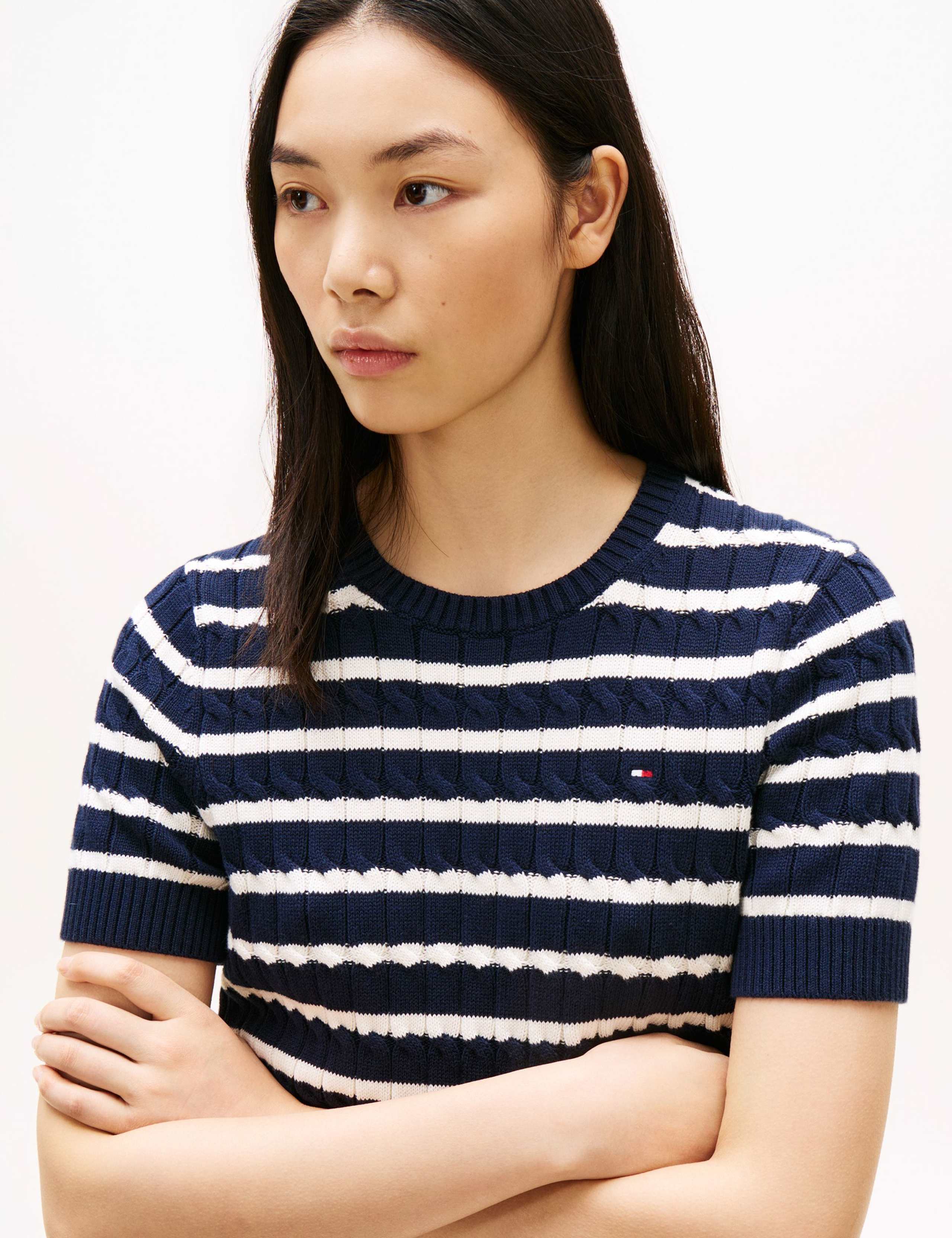 Pure Cotton Cable Knit Striped Knitted Top 6 of 6