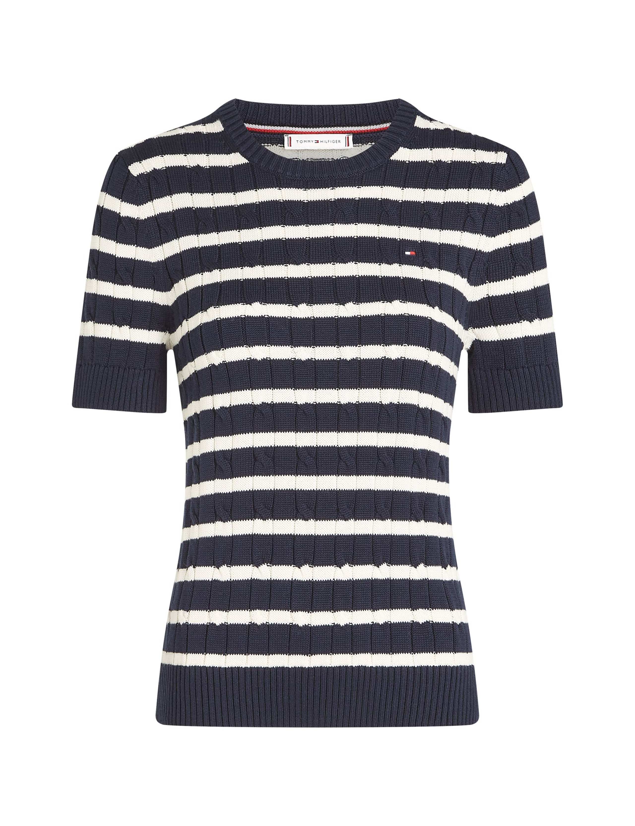 Pure Cotton Cable Knit Striped Knitted Top 2 of 6