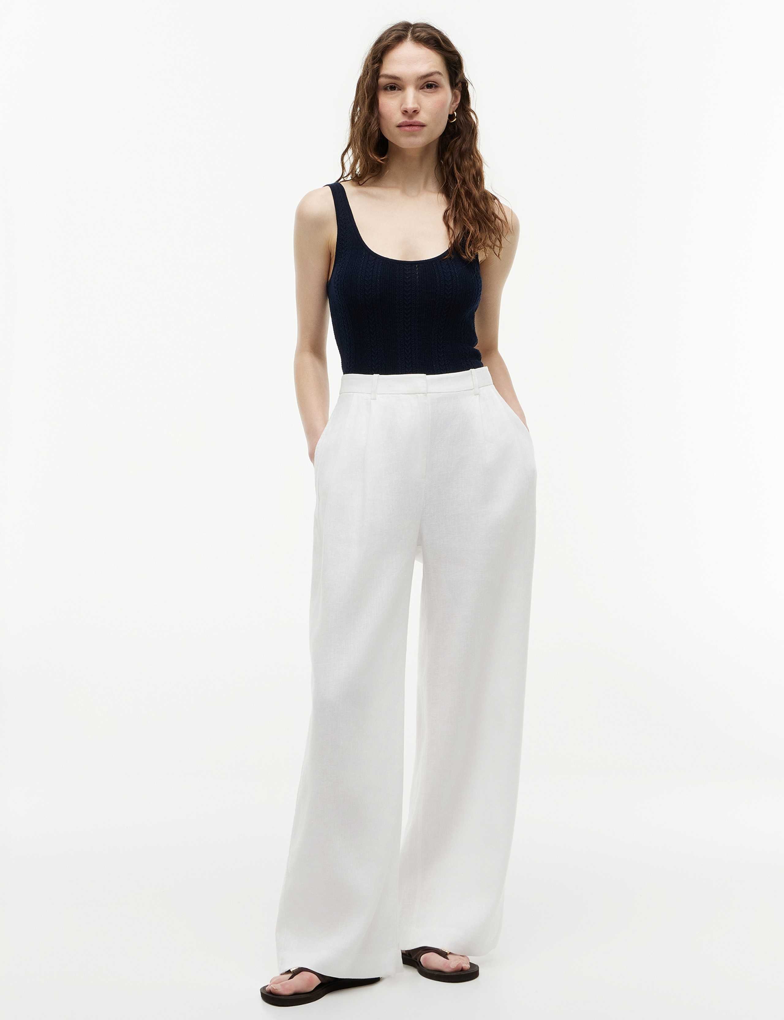 Linen Rich Tailored Wide Leg Trousers 1 of 5