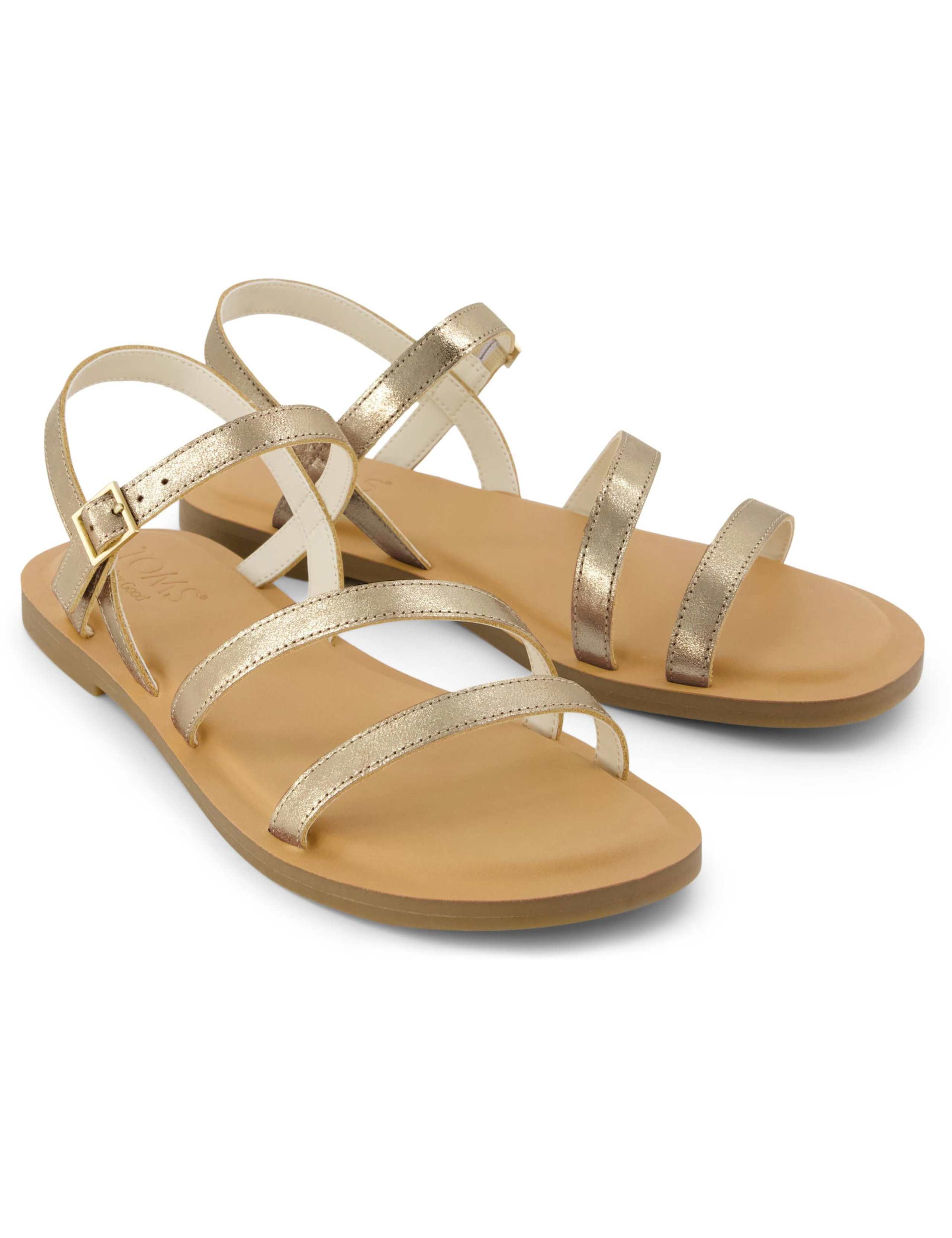 Leather Metallic Flat Sandals 4 of 6