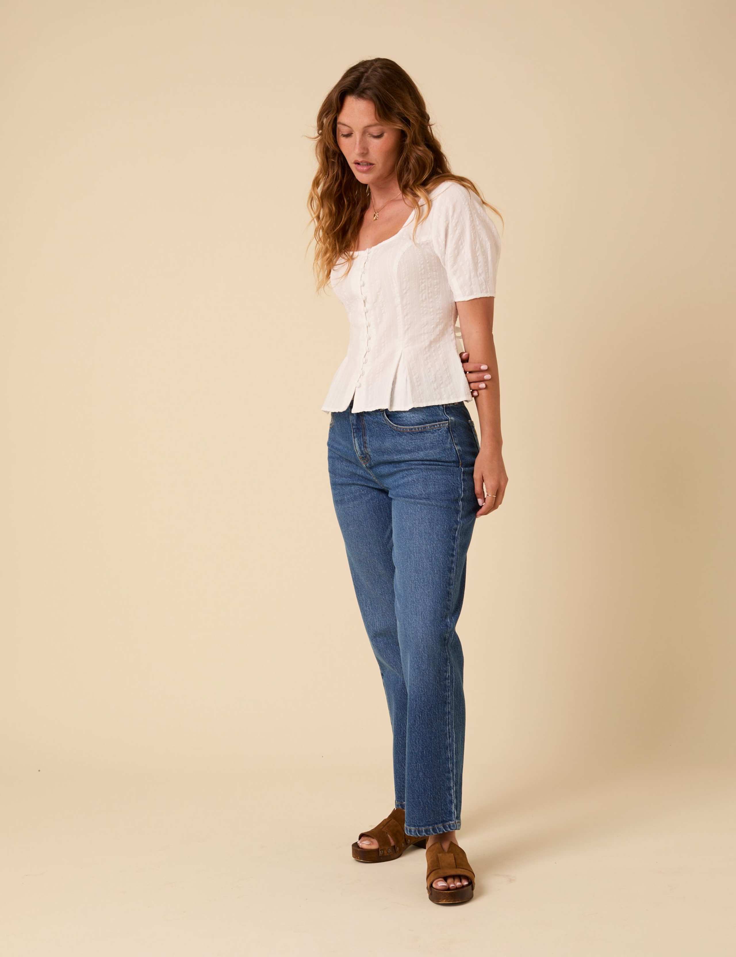 Pure Cotton Square Neck Fitted Blouse 5 of 6