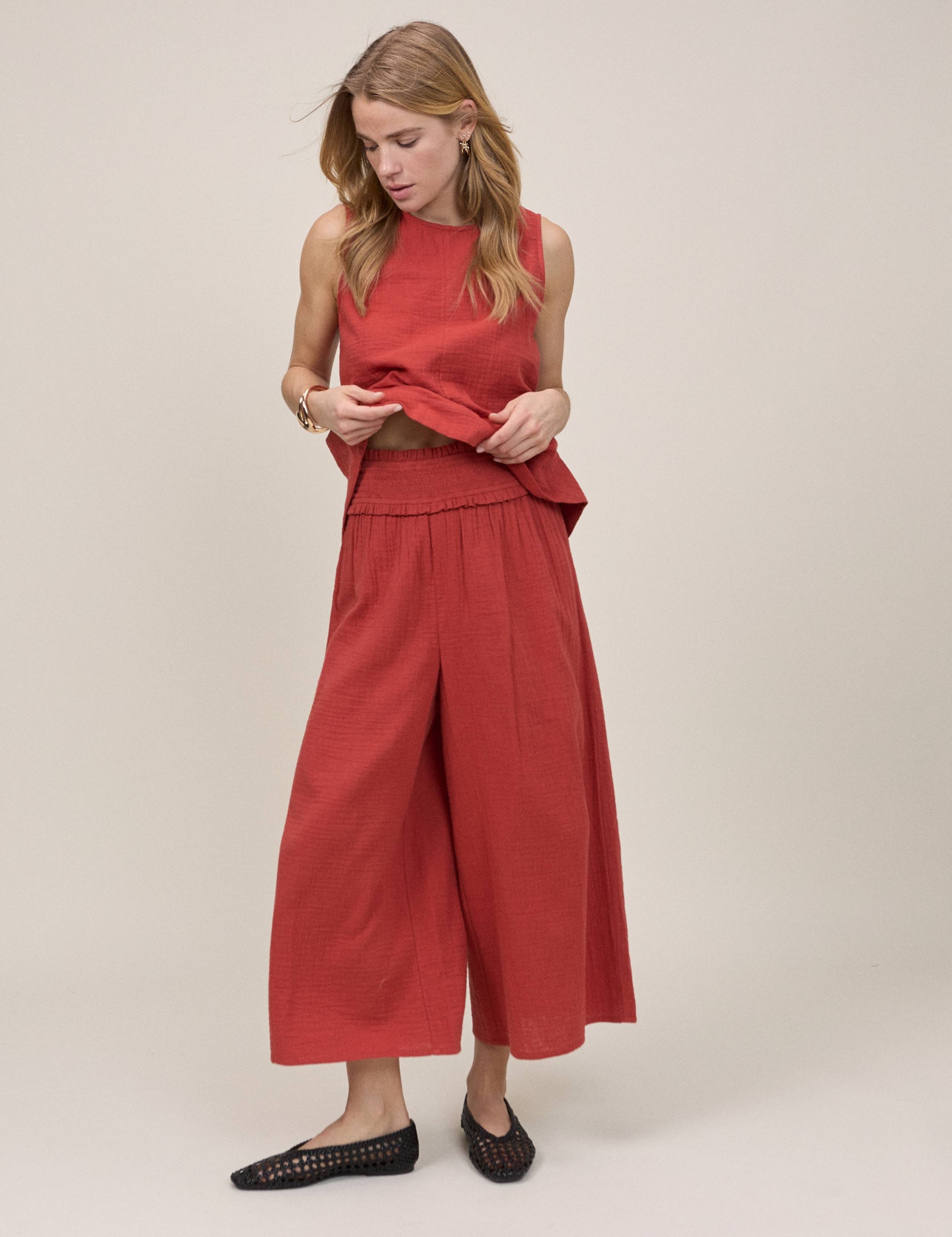Double Gauze Cropped Wide Leg Trousers 2 of 5