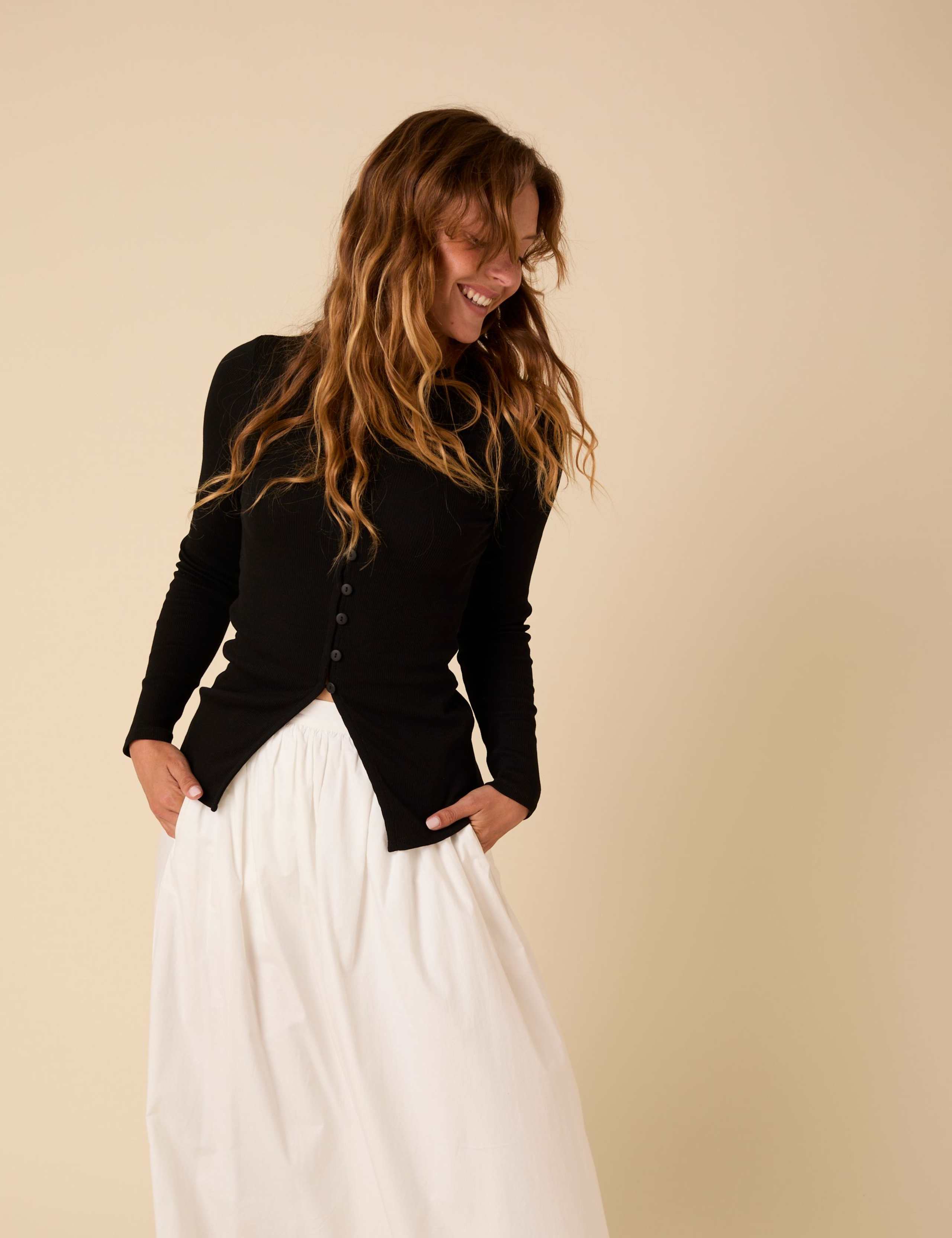 Cotton Rich Button Front Ribbed Cardigan 4 of 6