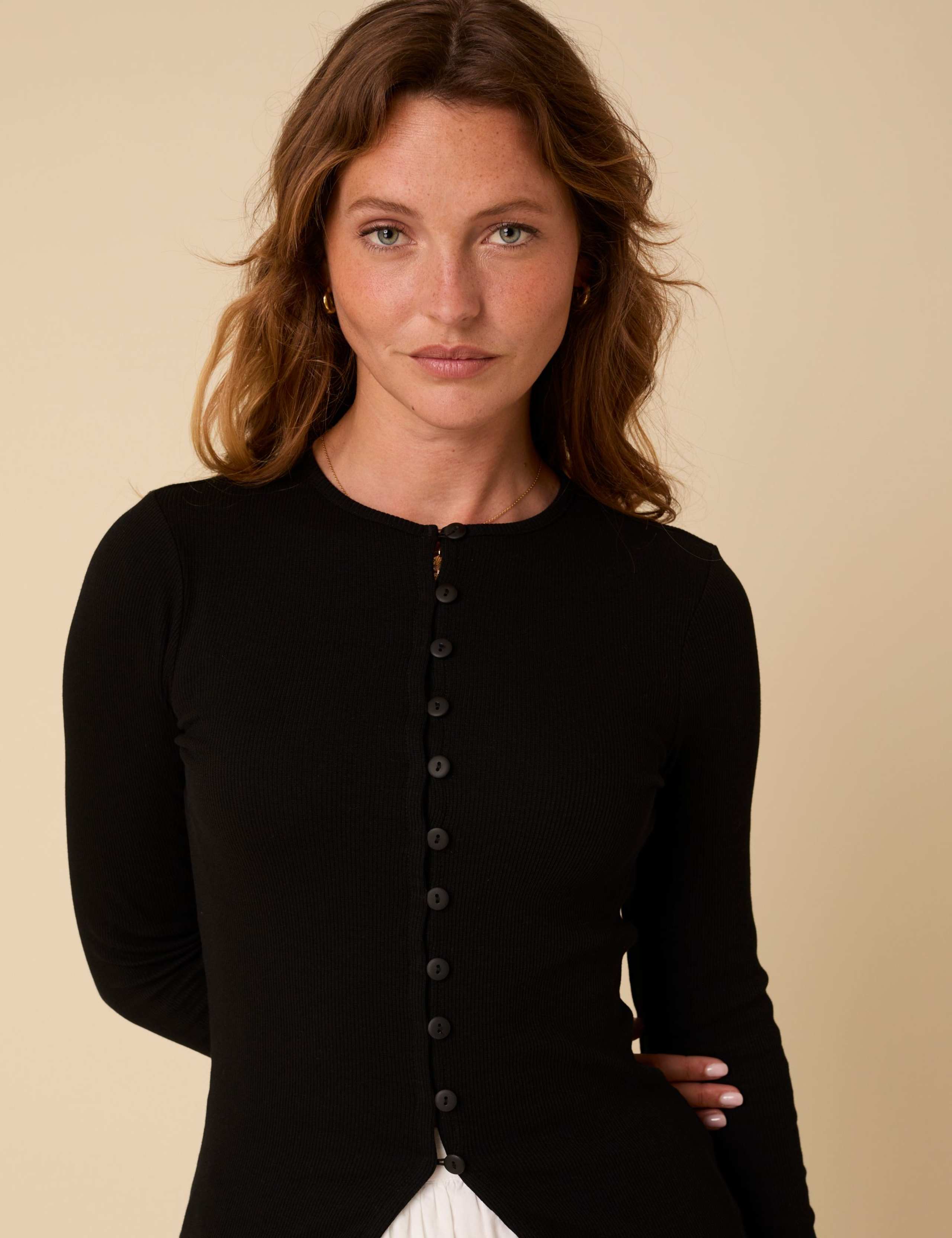 Cotton Rich Button Front Ribbed Cardigan 6 of 6