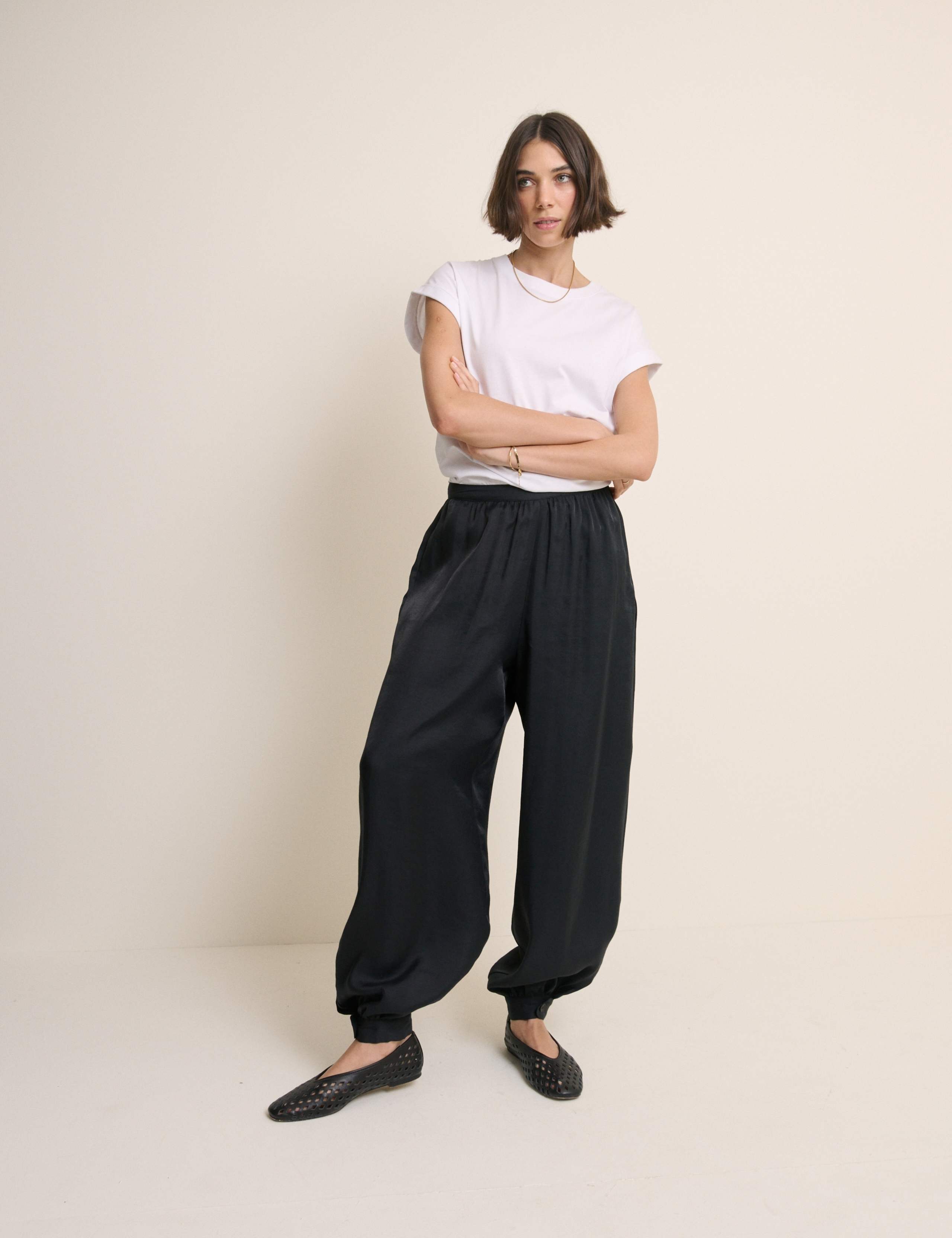 Button Detail Relaxed Cuffed Trousers 1 of 5