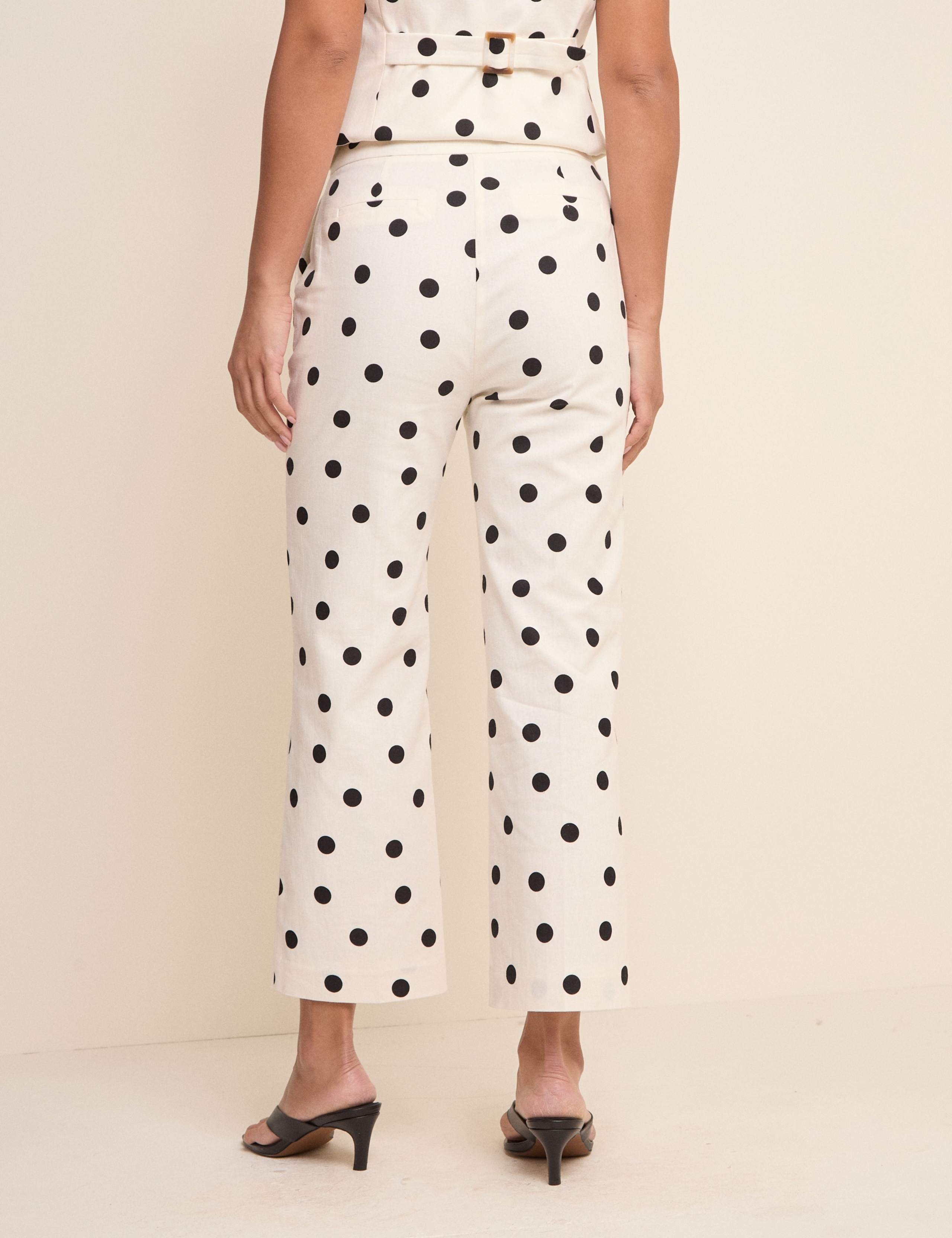 Linen Rich Polka Dot Slim Fit Trousers 2 of 5