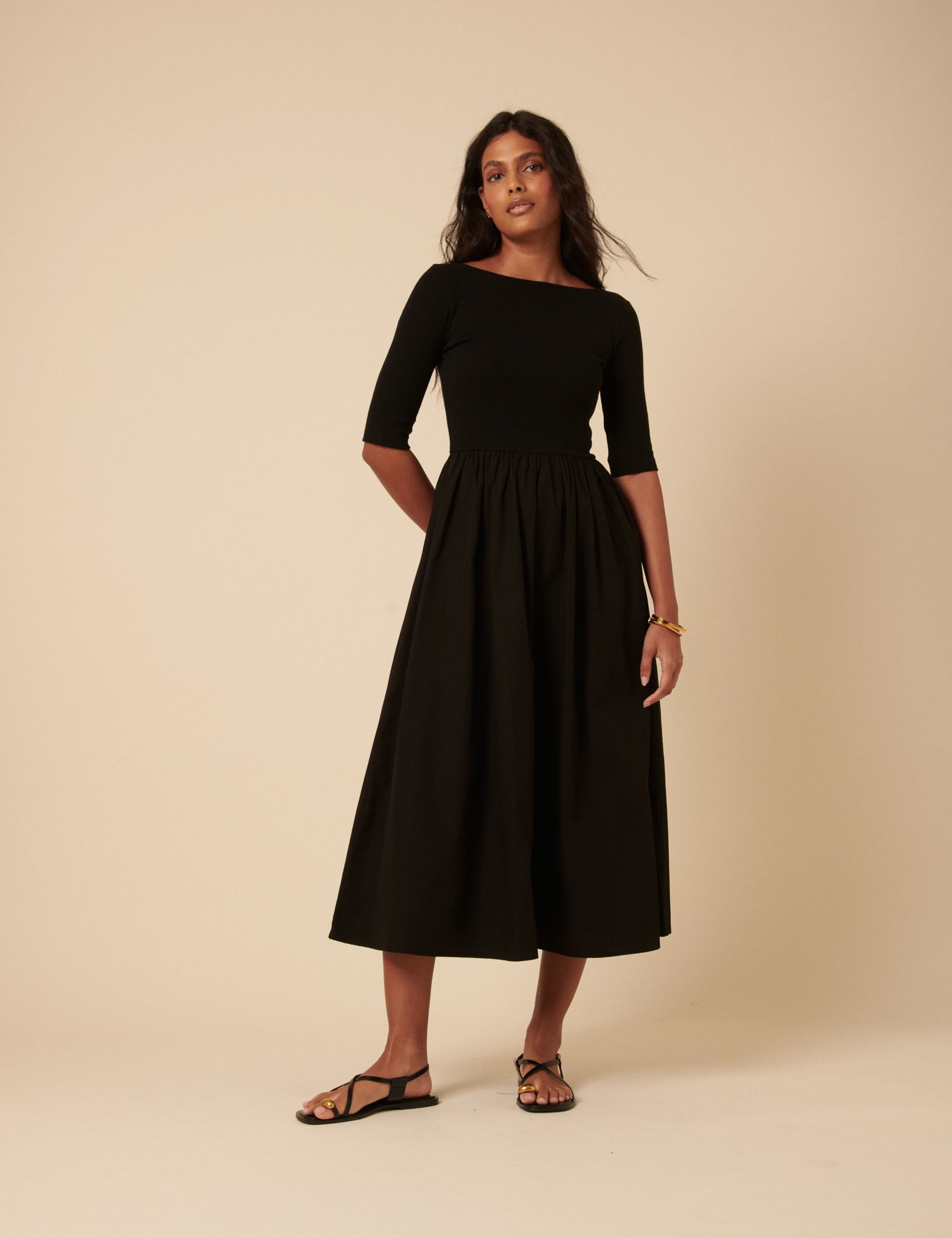 Pure Cotton Midi Waisted Dress 2 of 5
