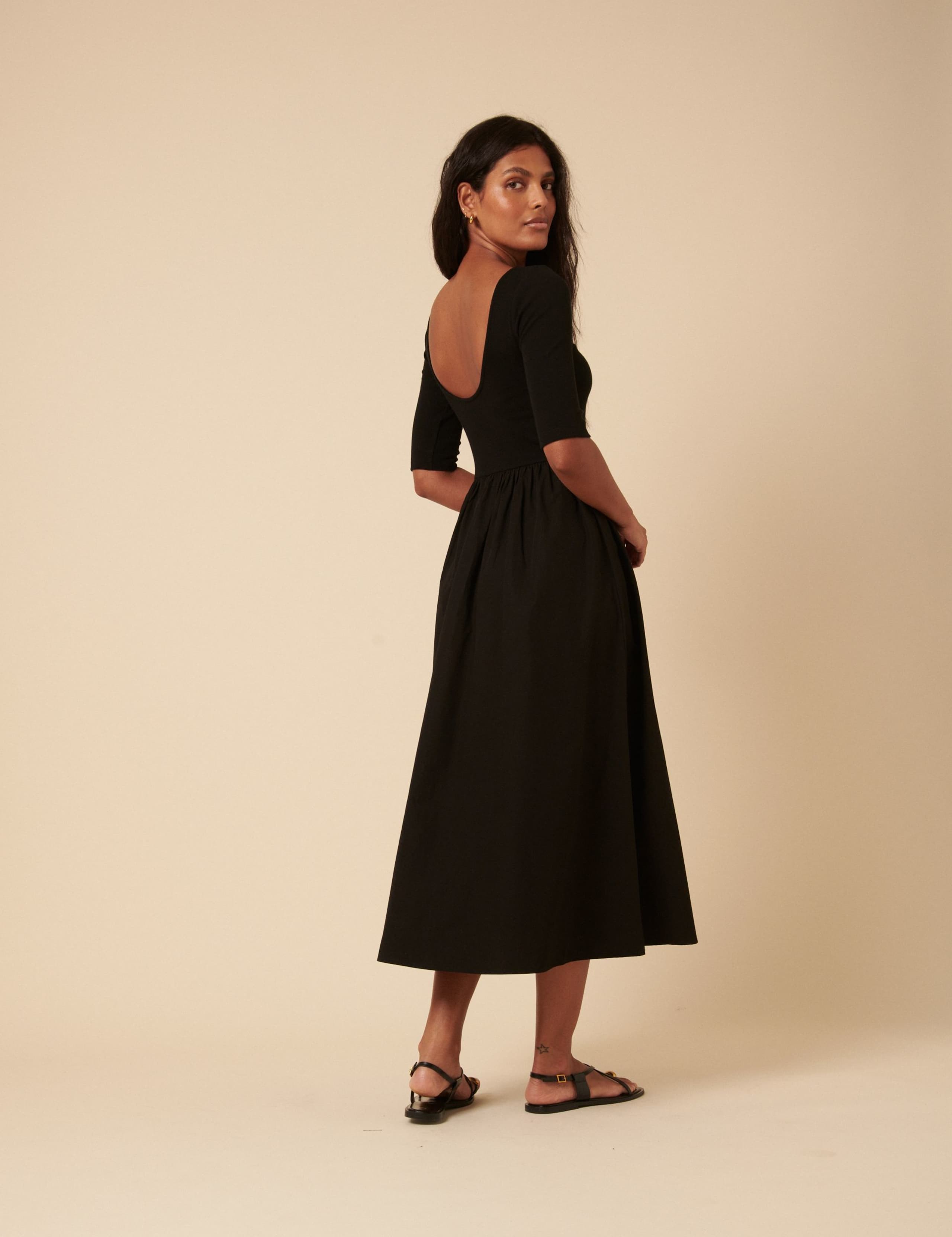 Pure Cotton Midi Waisted Dress 2 of 3