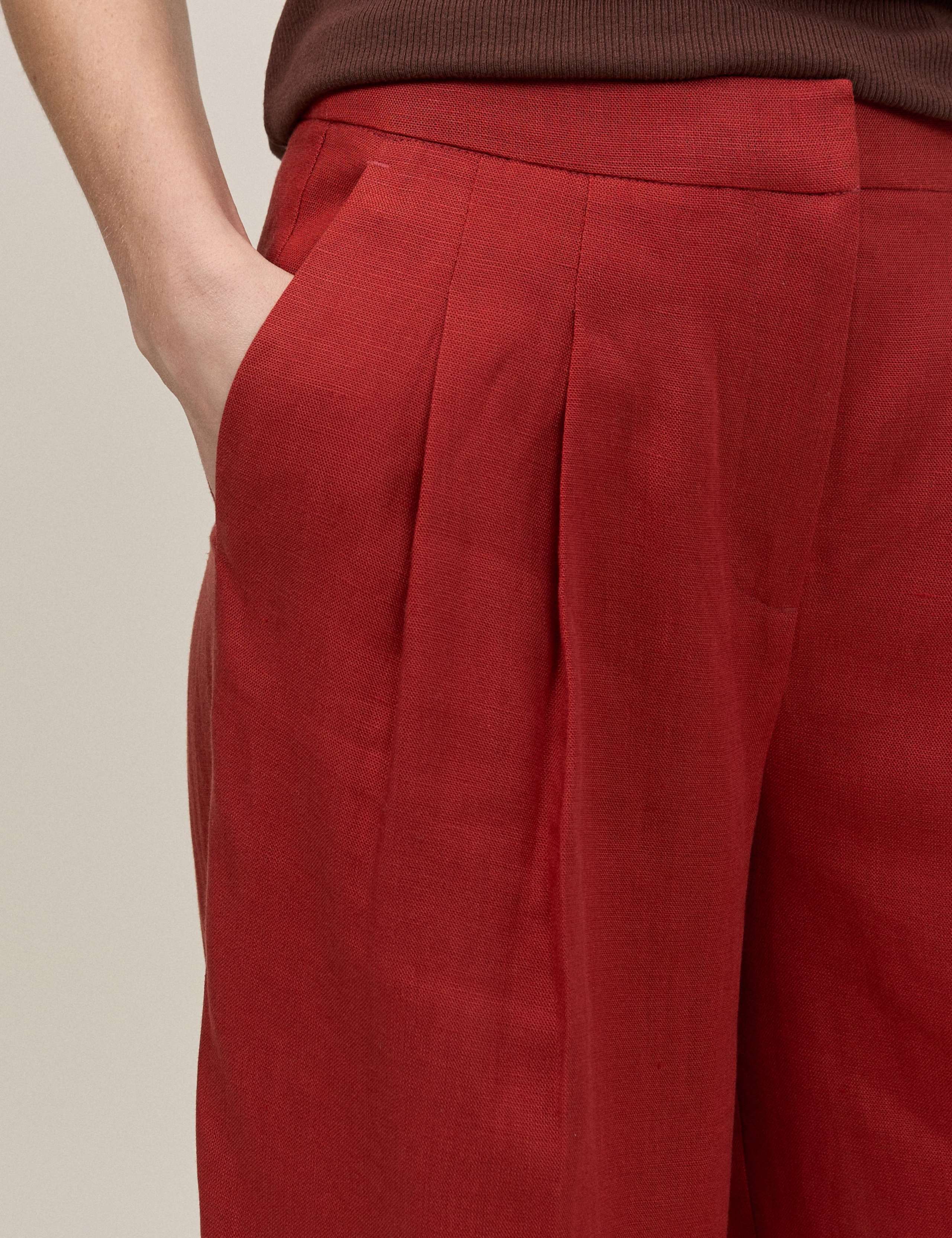 Tailored Relaxed Wide Leg Trousers with Linen 5 of 5