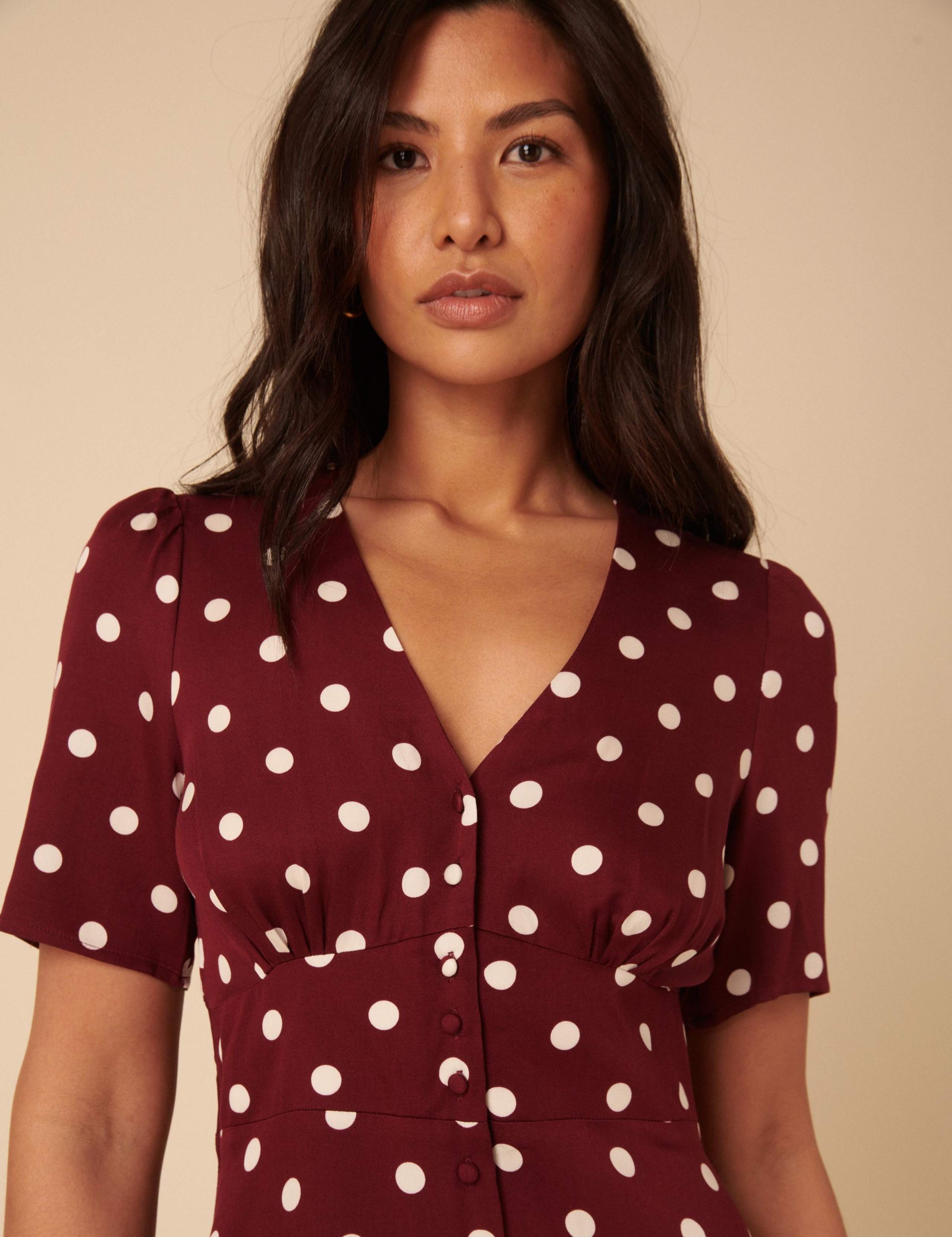 Polka Dot Midi Waisted Dress 4 of 5
