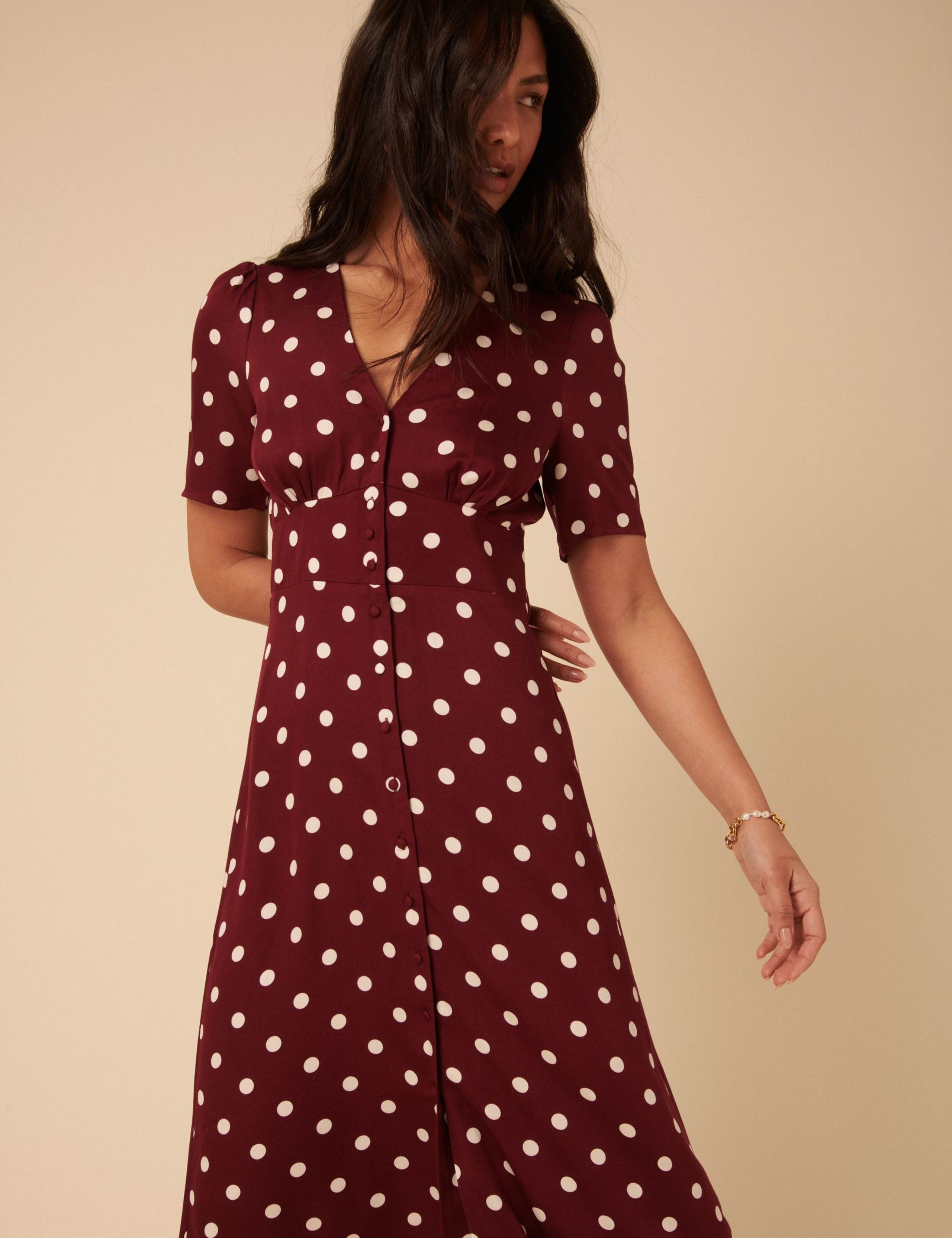 Polka Dot Midi Waisted Dress 5 of 5