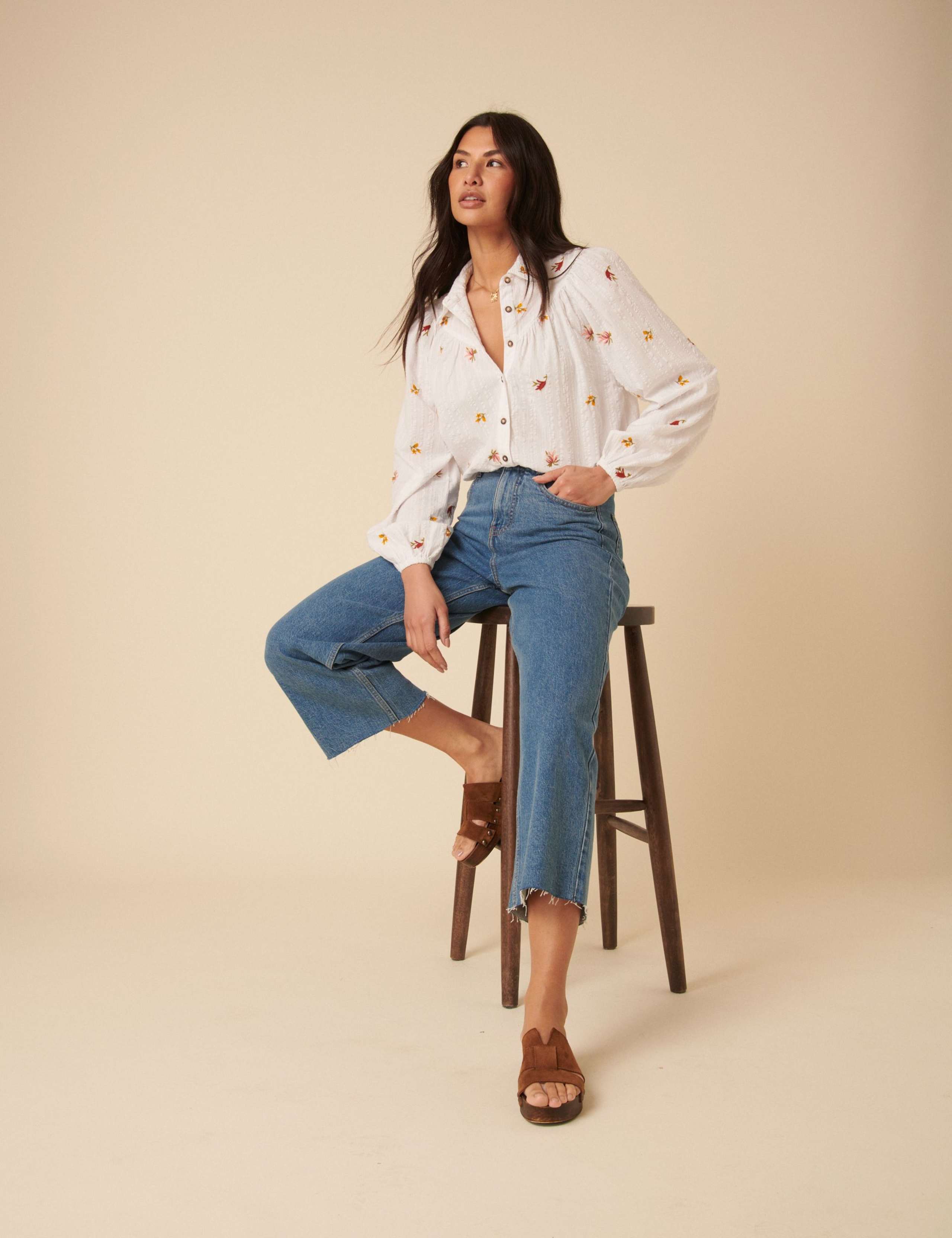 Printed Cotton Collared Blouse 2 of 5