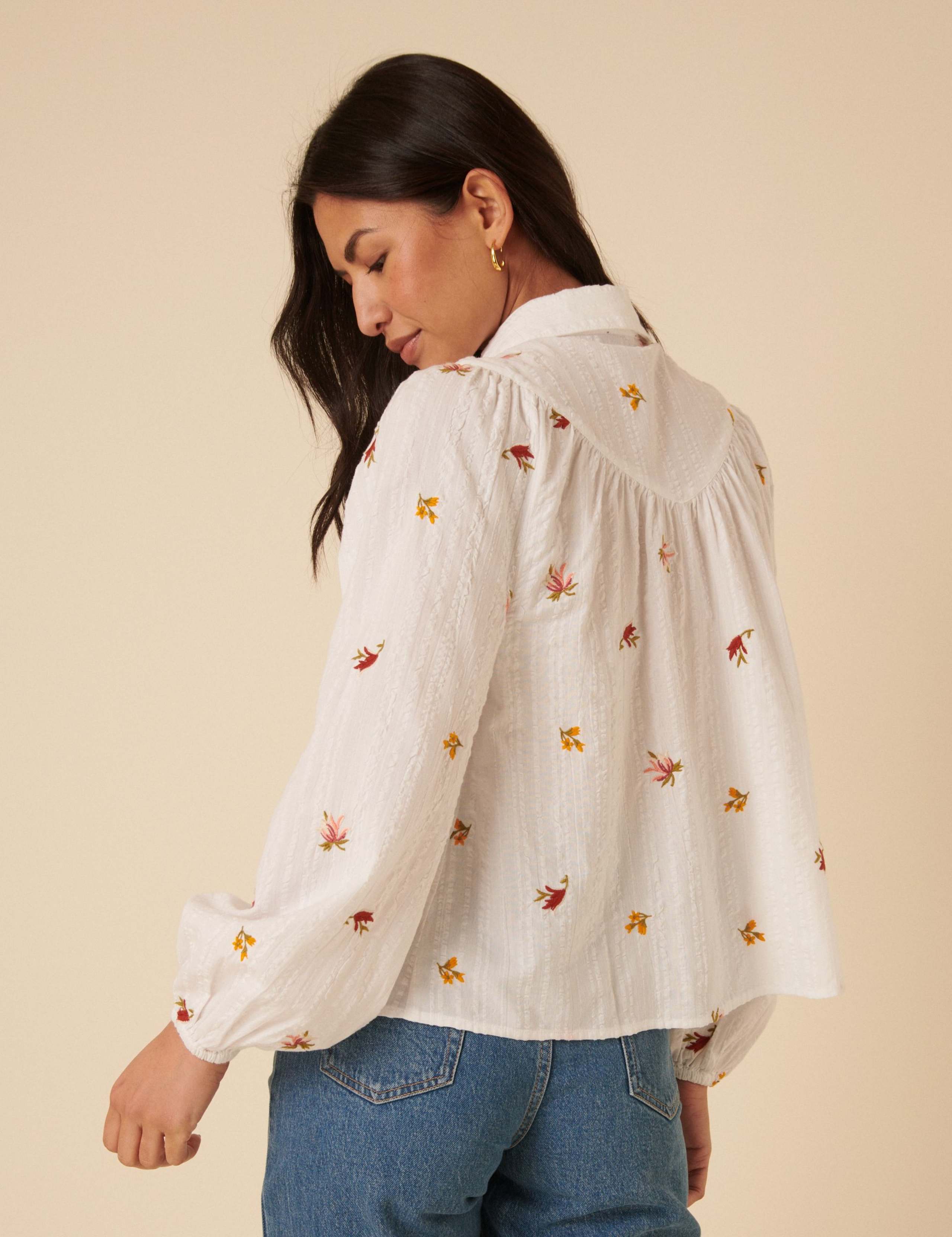 Printed Cotton Collared Blouse 4 of 5