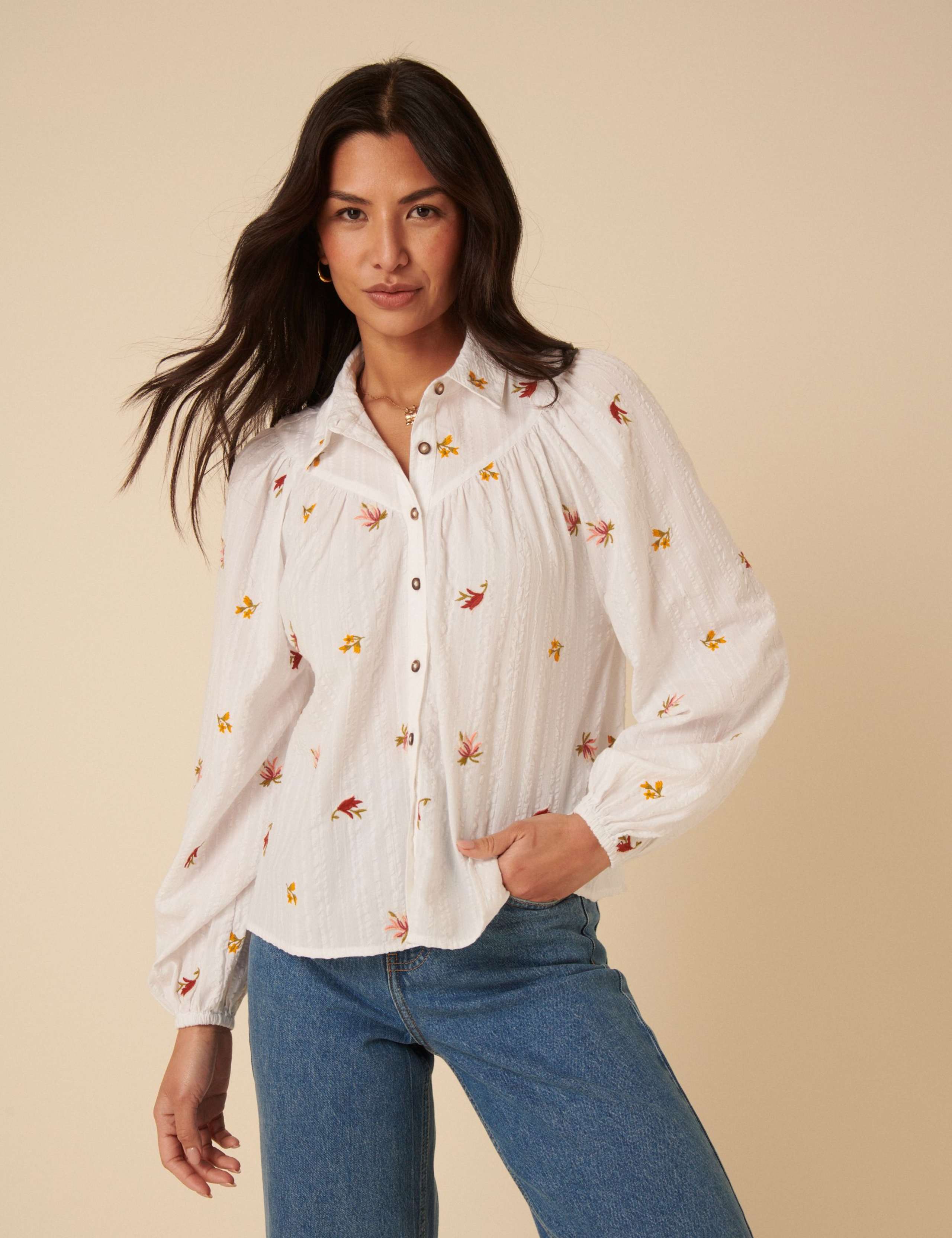 Printed Cotton Collared Blouse 5 of 5