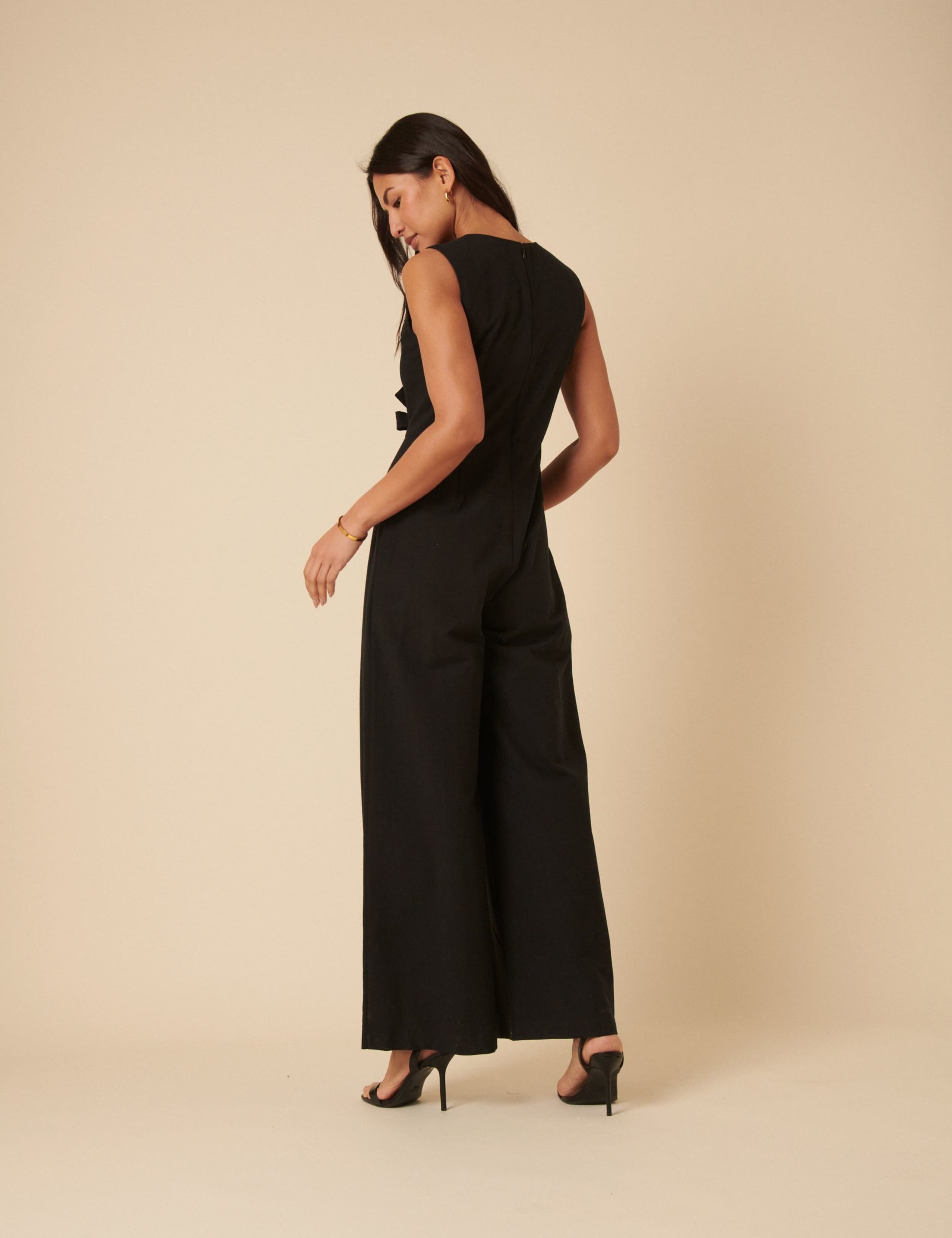 Cotton Rich Sleeveless Bow Detail Jumpsuit 2 of 5