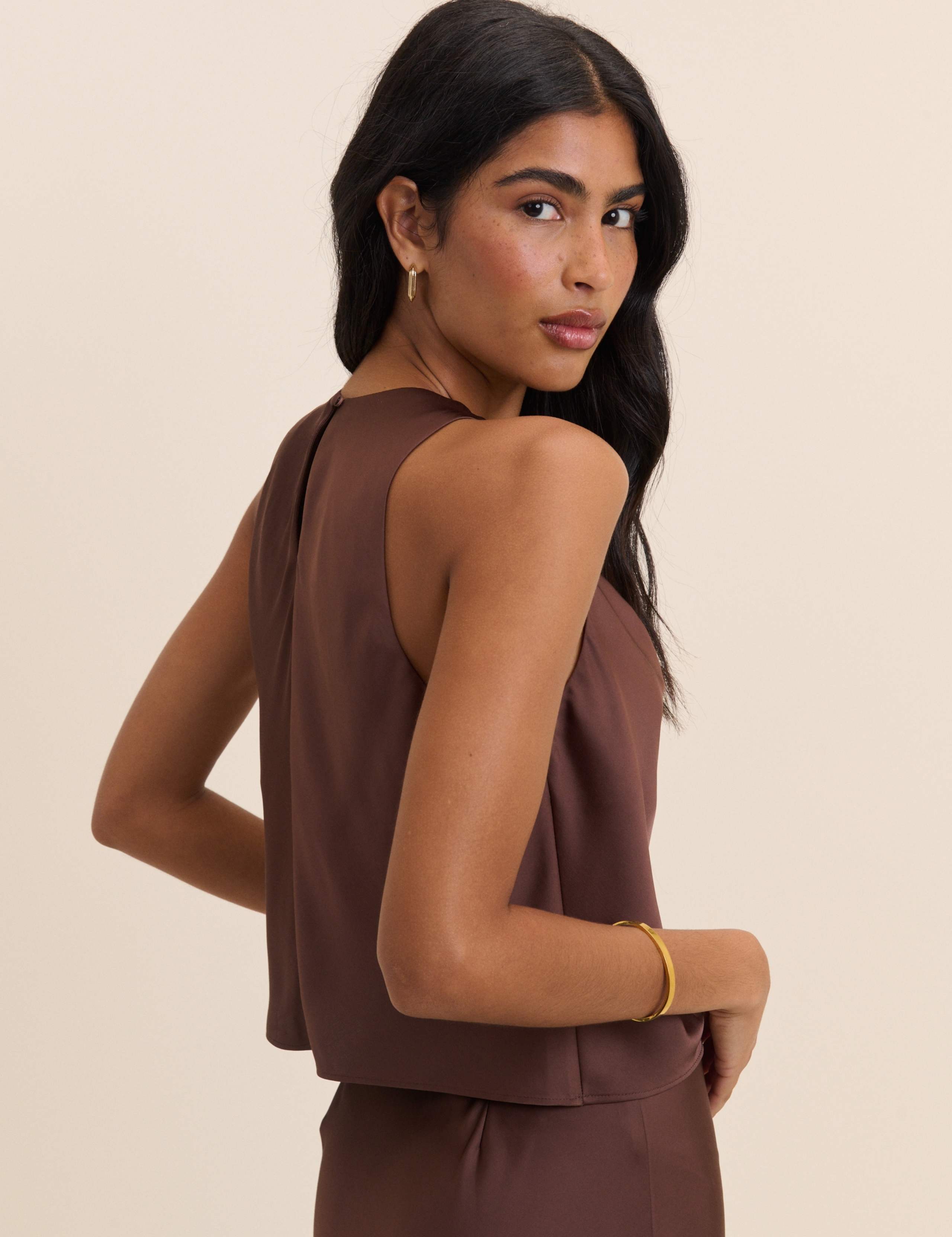 Satin Cowl Neck Vest Top 2 of 5