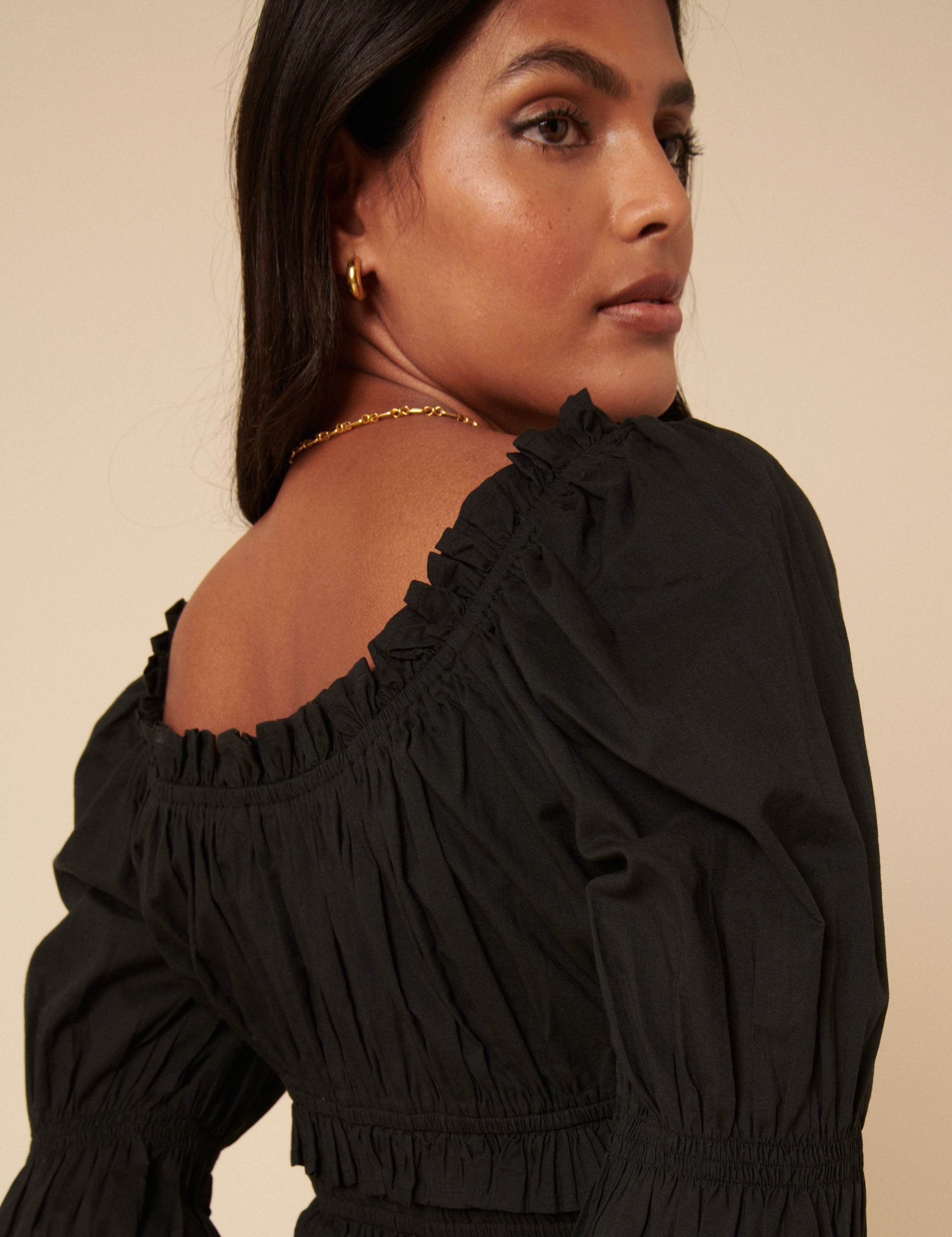 Pure Cotton Shirred Scoop Neck Crop Top 4 of 5
