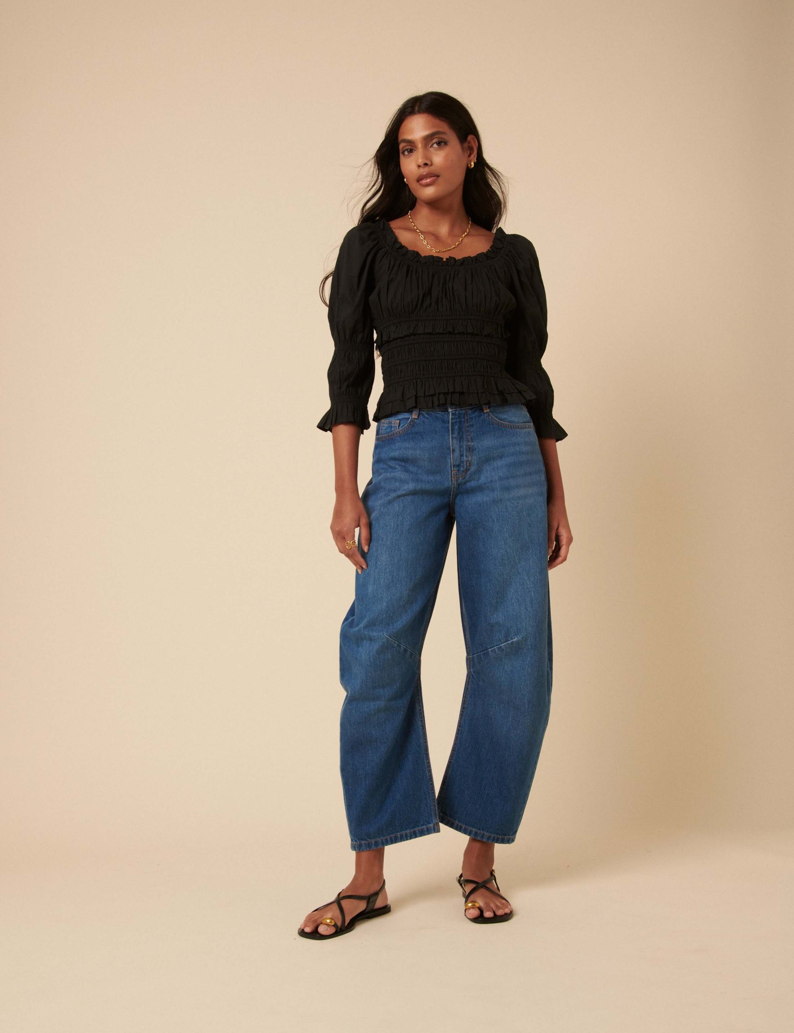Pure Cotton Shirred Scoop Neck Crop Top 5 of 5