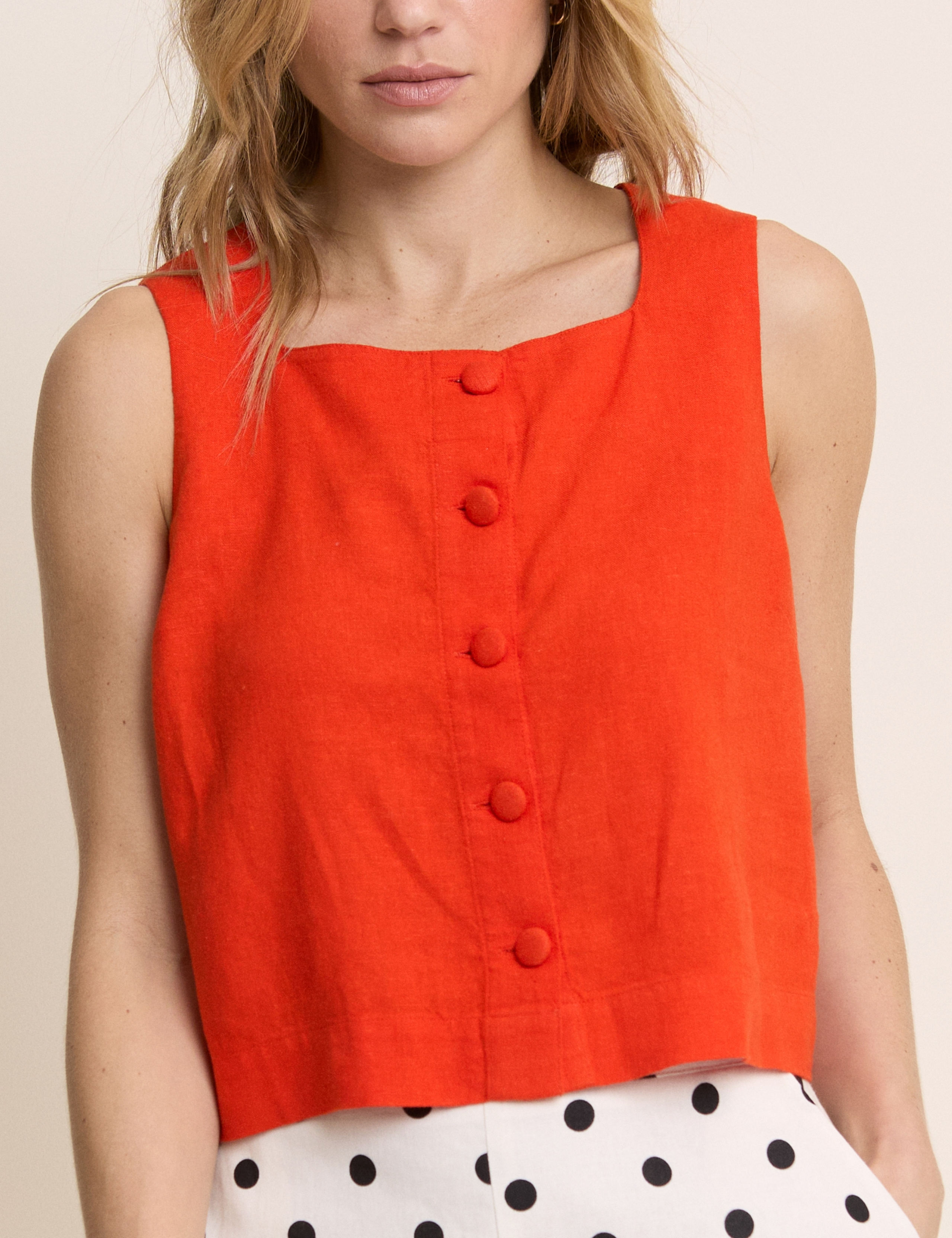 Linen Rich Button Front Tank Top 4 of 5