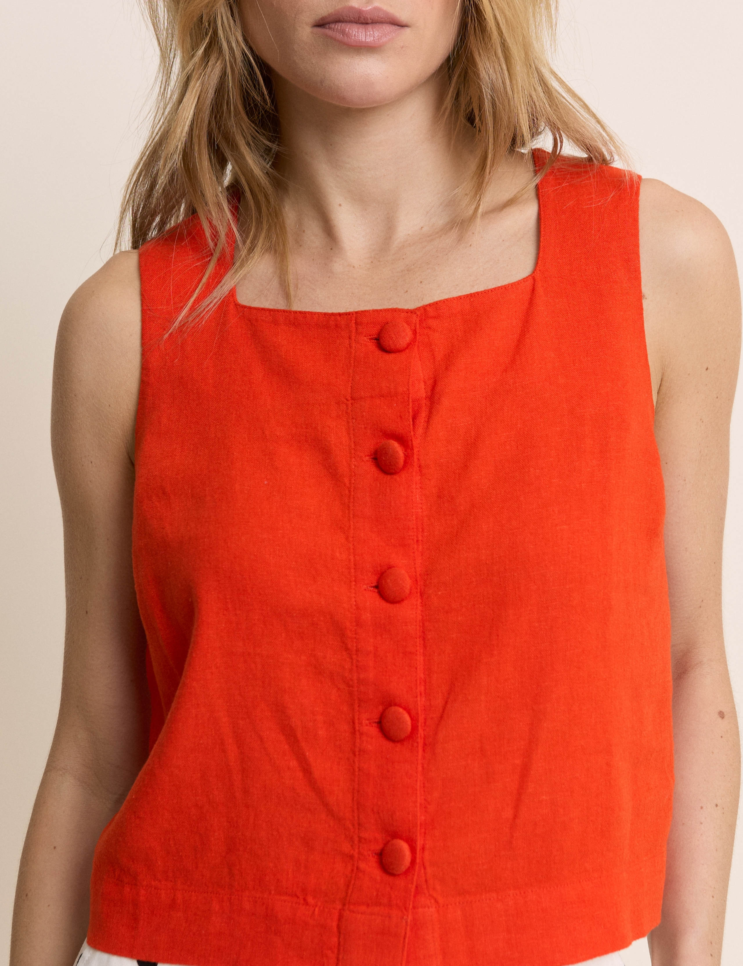 Linen Rich Button Front Tank Top 5 of 5