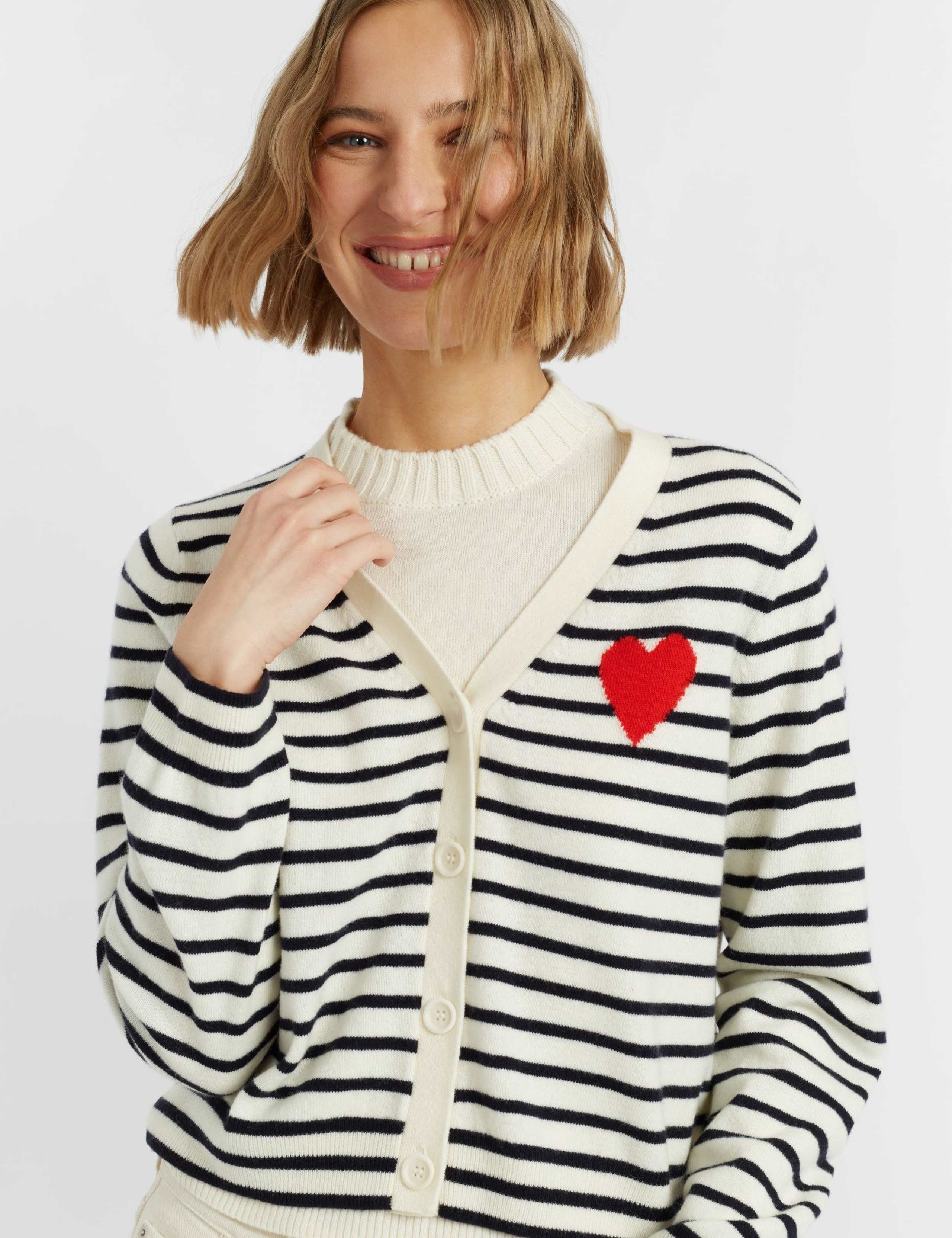Wool Rich V-Neck Heart Cardigan with Cashmere 4 of 4