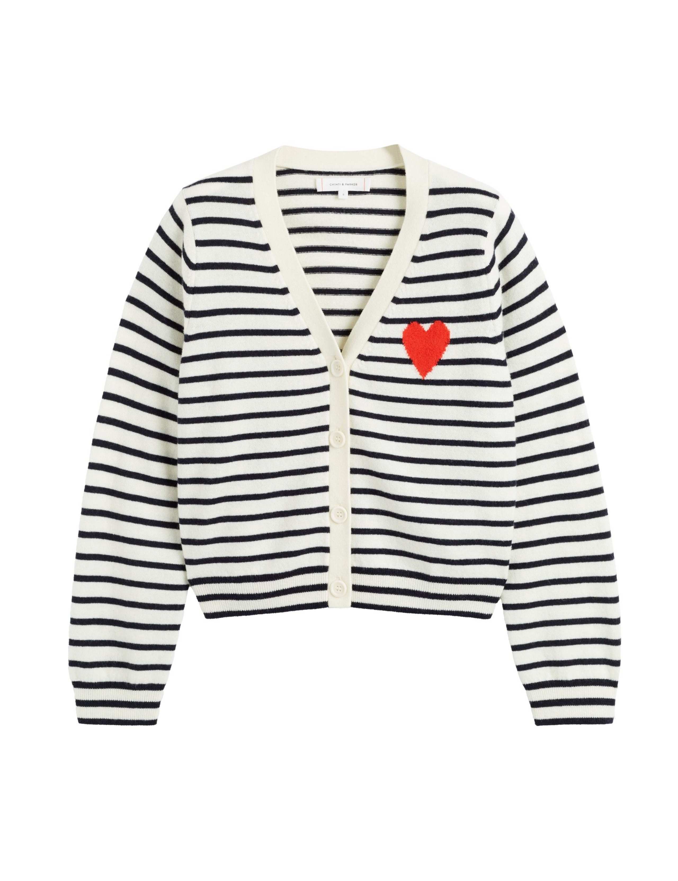 Wool Rich V-Neck Heart Cardigan with Cashmere 2 of 4