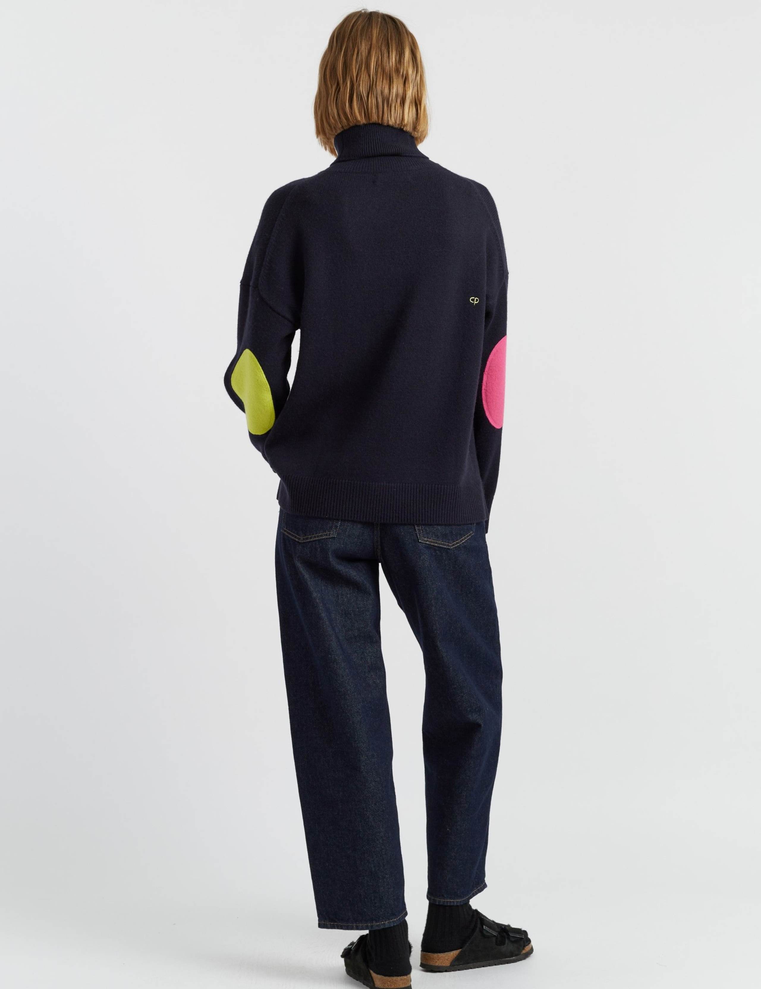 Wool Rich Roll Neck Patch Jumper with Cashmere 3 of 4
