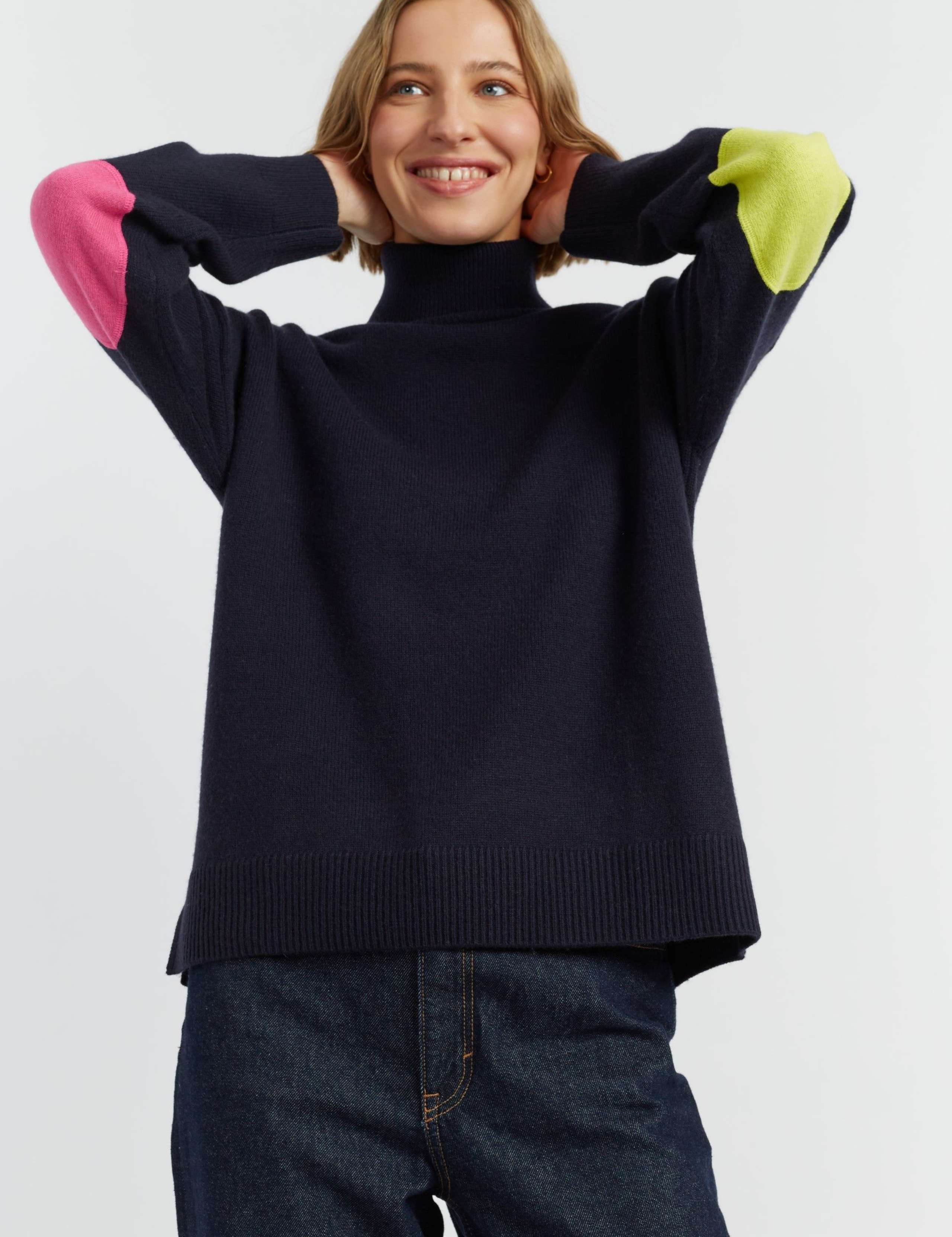 Wool Rich Roll Neck Patch Jumper with Cashmere 4 of 4
