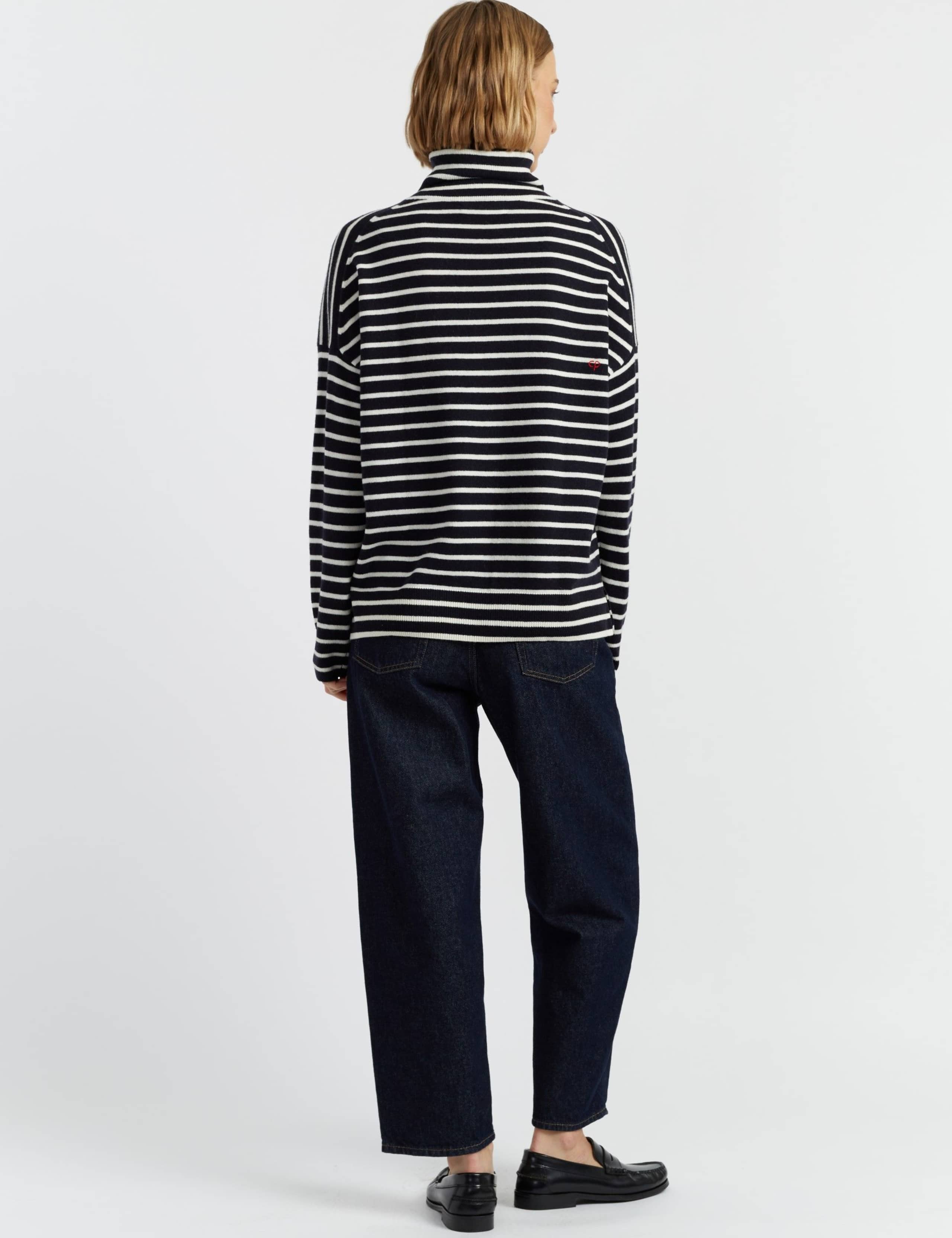 Wool Rich Striped Roll Neck Jumper with Cashmere 3 of 4