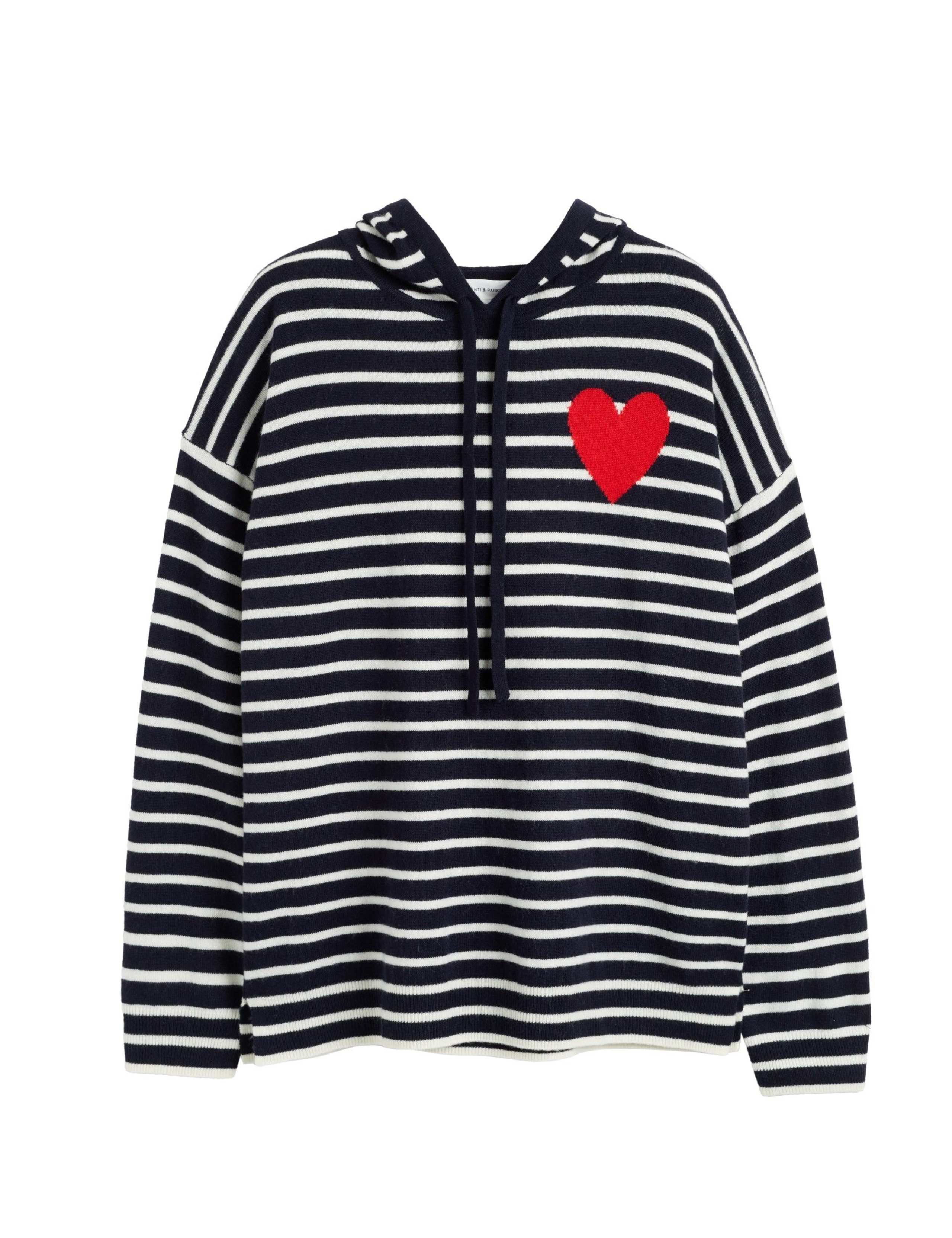 Wool-Rich Striped Heart Hoodie with Cashmere 2 of 4