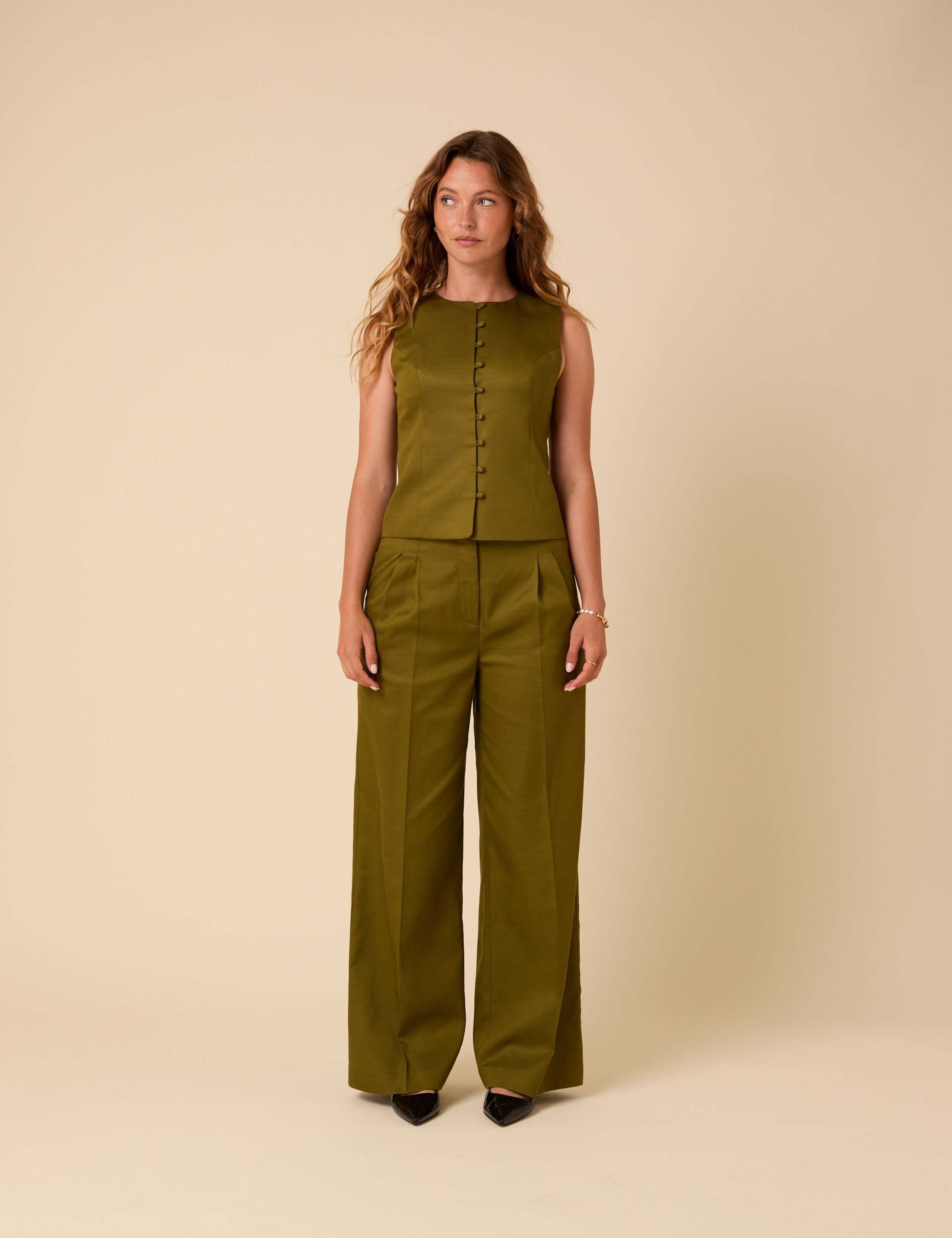Lyocell Rich Wide Leg Trousers 2 of 5