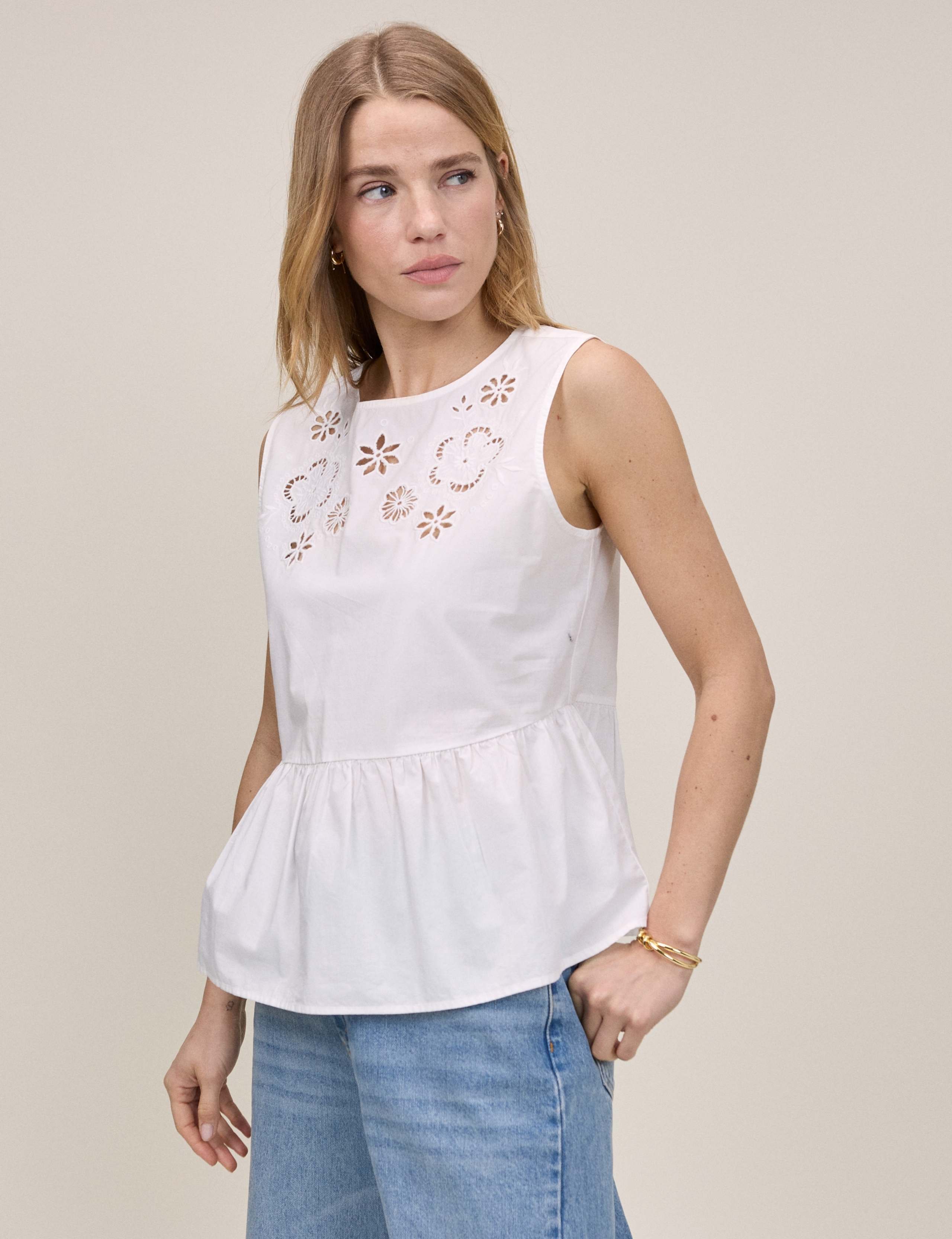 Pure Cotton Cutwork Peplum Top 1 of 5