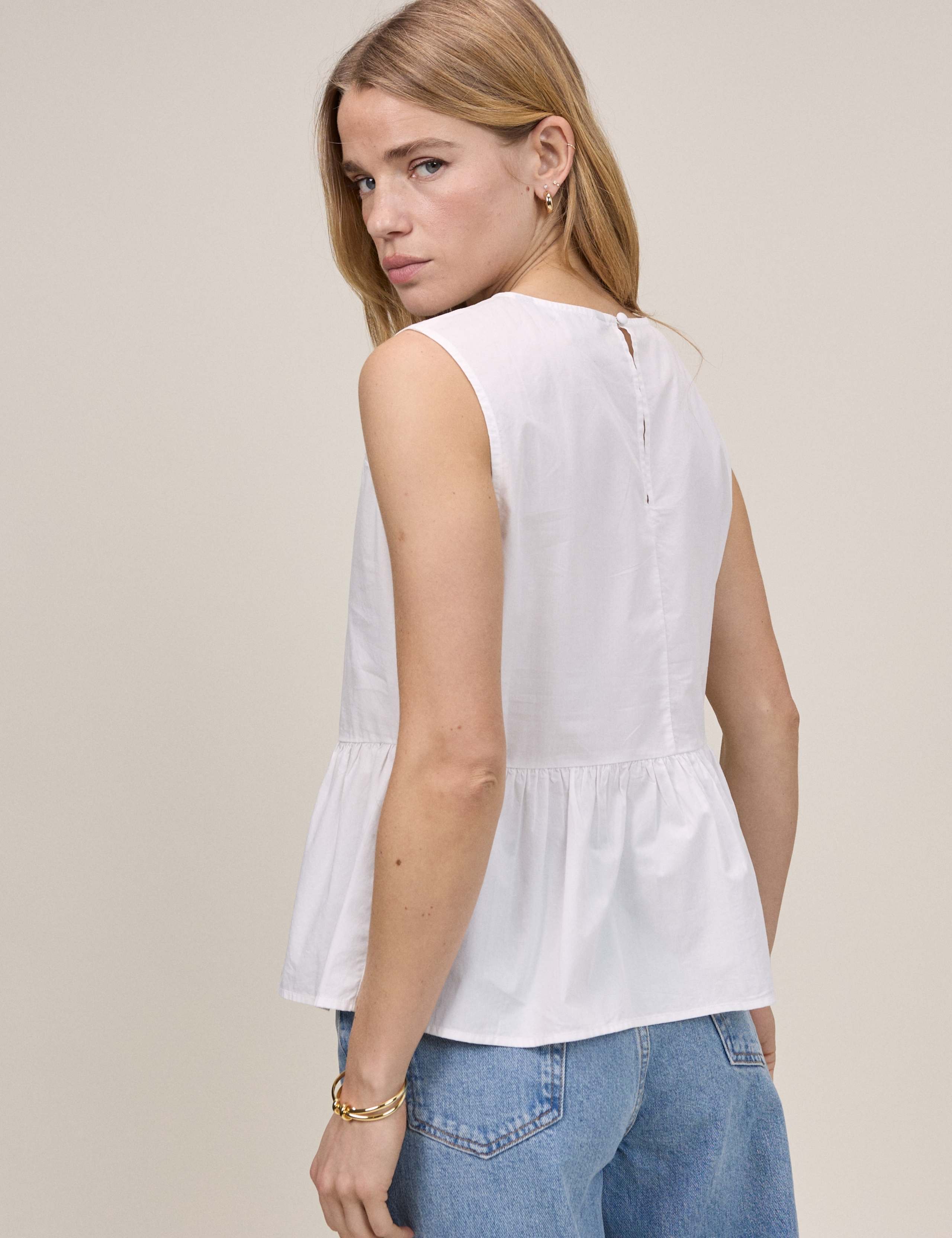 Pure Cotton Cutwork Peplum Top 2 of 5