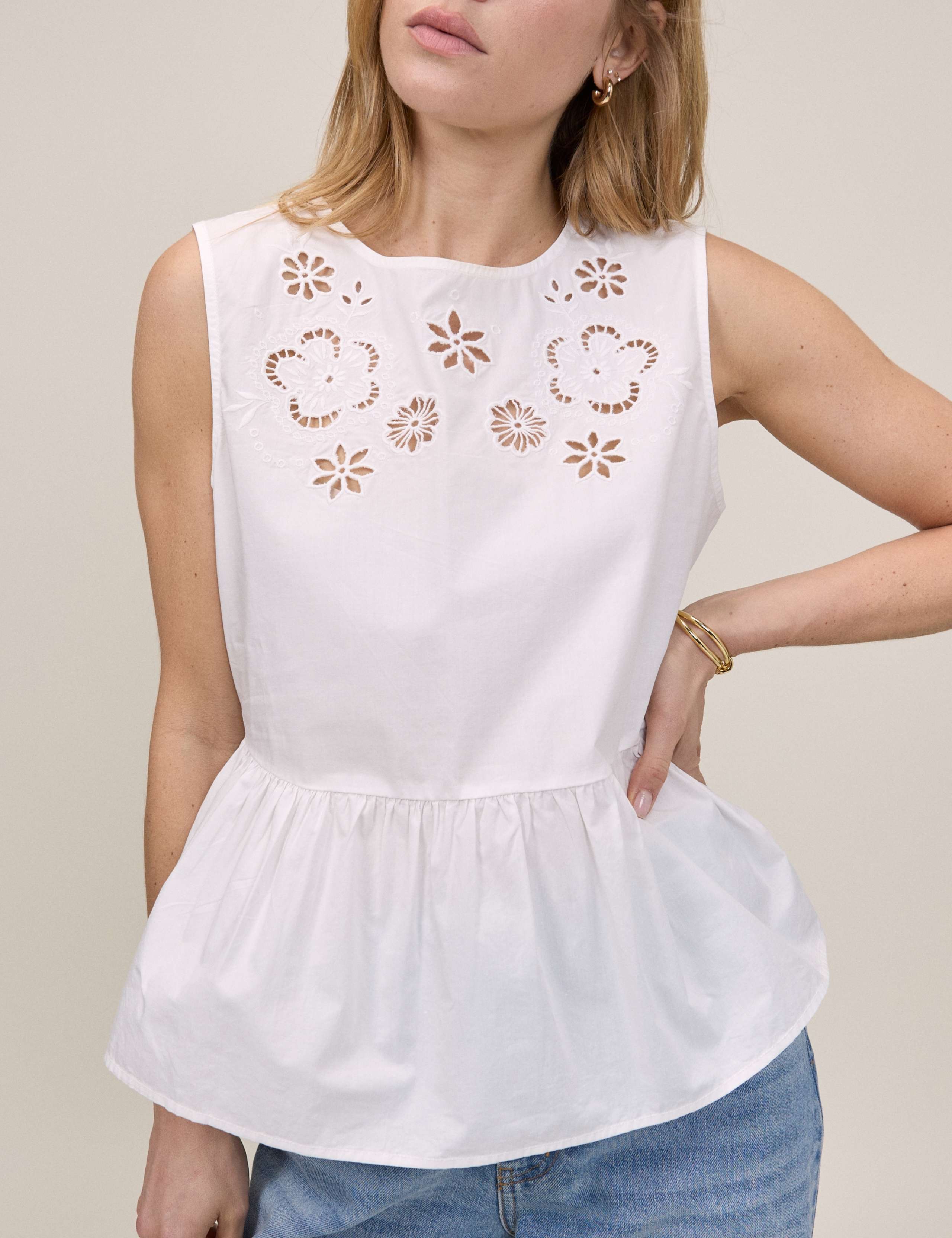 Pure Cotton Cutwork Peplum Top 4 of 5