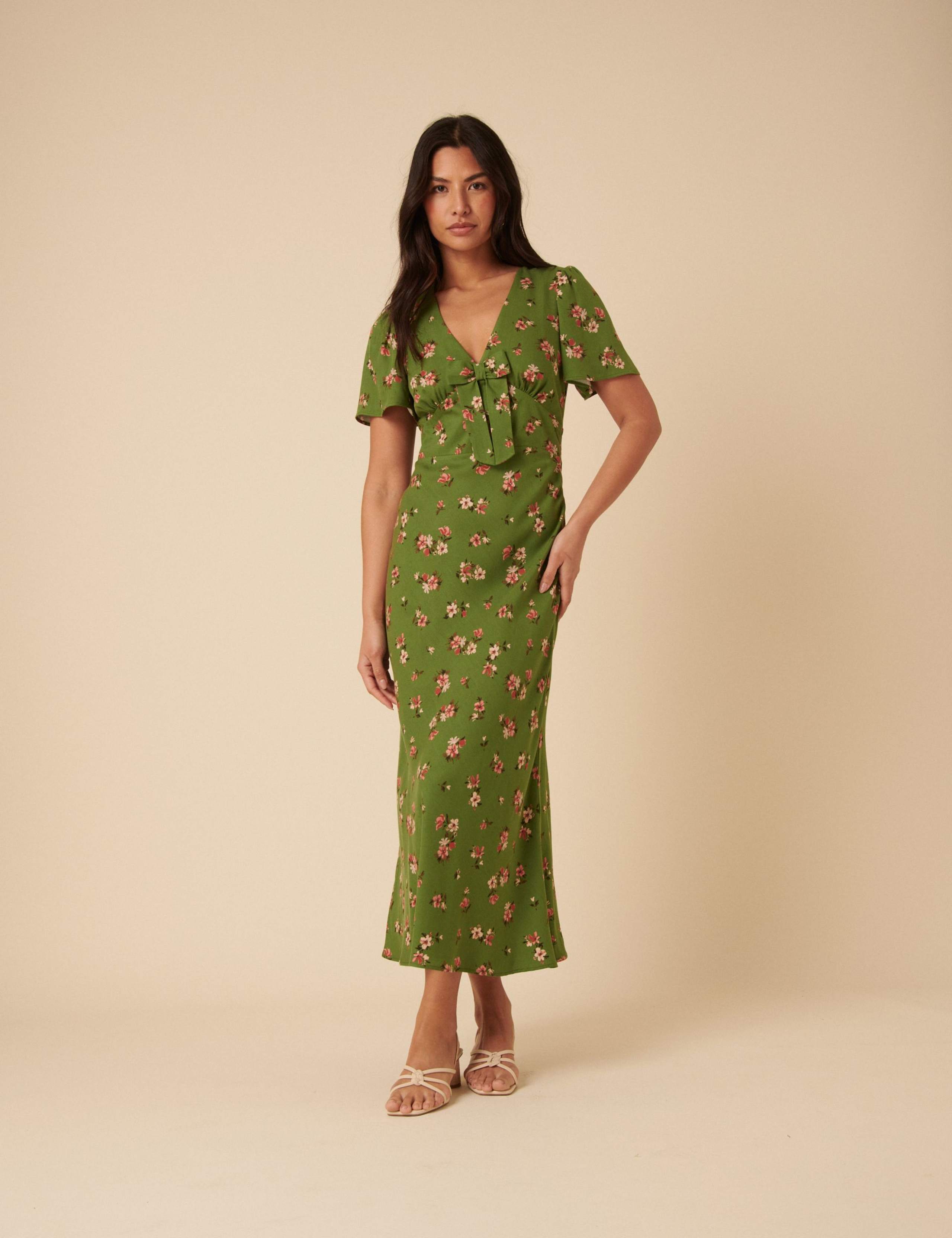 Floral Bow Front Midi Dress 2 of 5